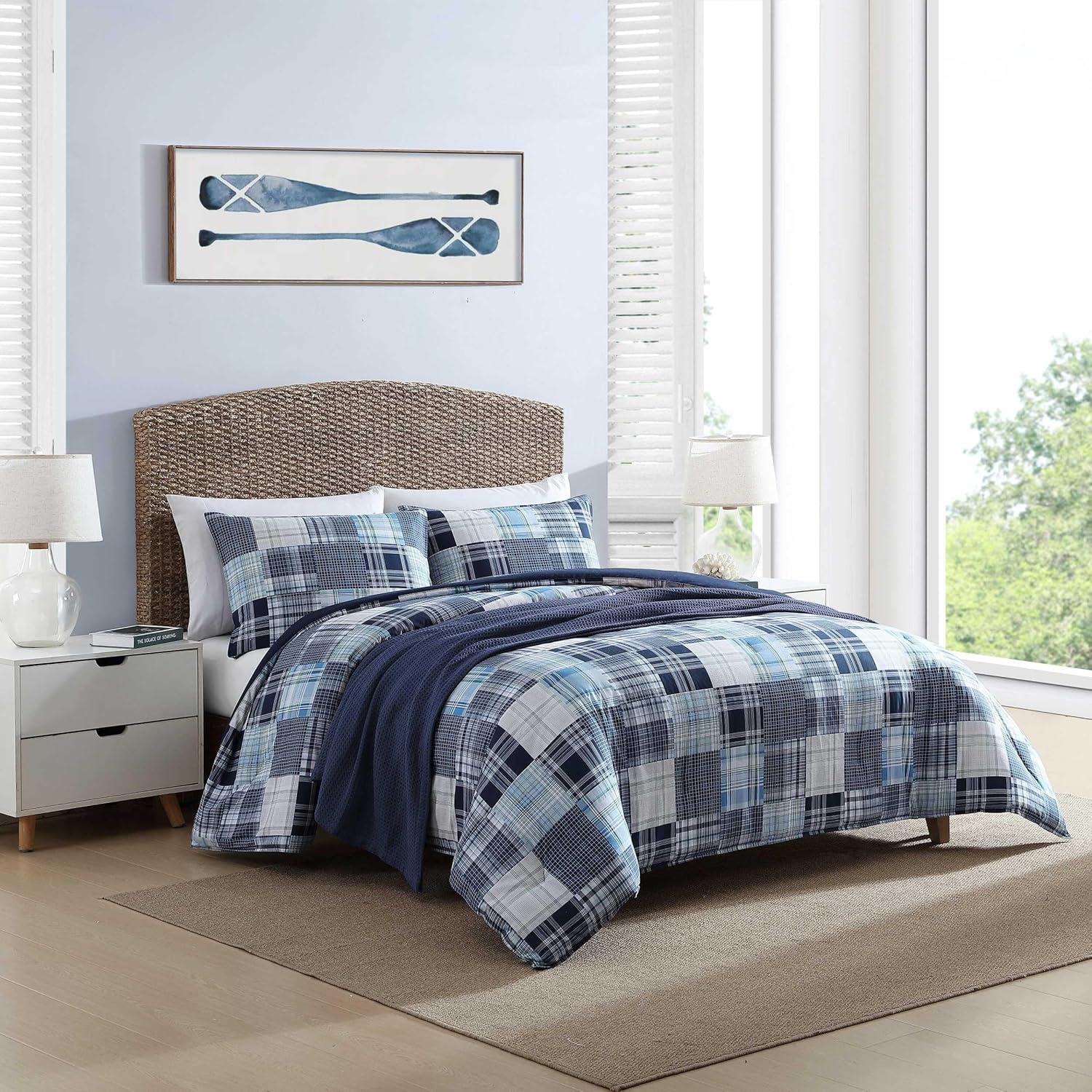 Nautica Mason Patchwork Reversible Cotton Navy Comforter Set