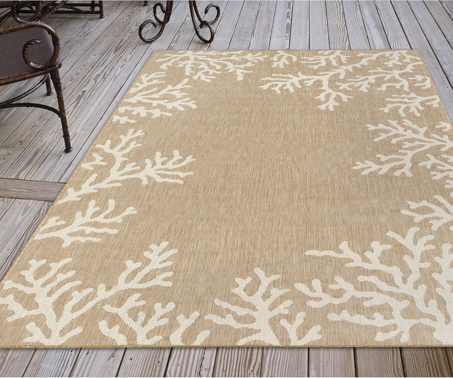 Liora Manne Carmel Coral Border Indoor/Outdoor Rug Sand 7'10" x 9'10"