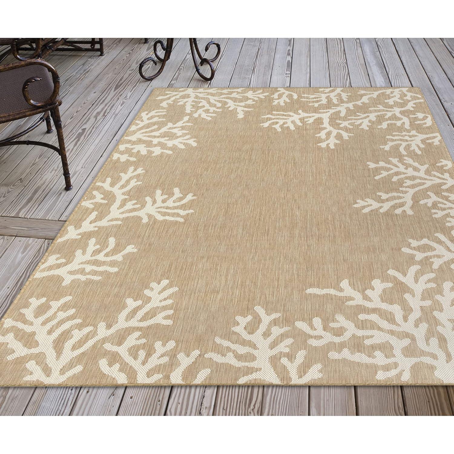 Liora Manne Carmel Coral Border Indoor/Outdoor Rug Sand 7'10" x 9'10"