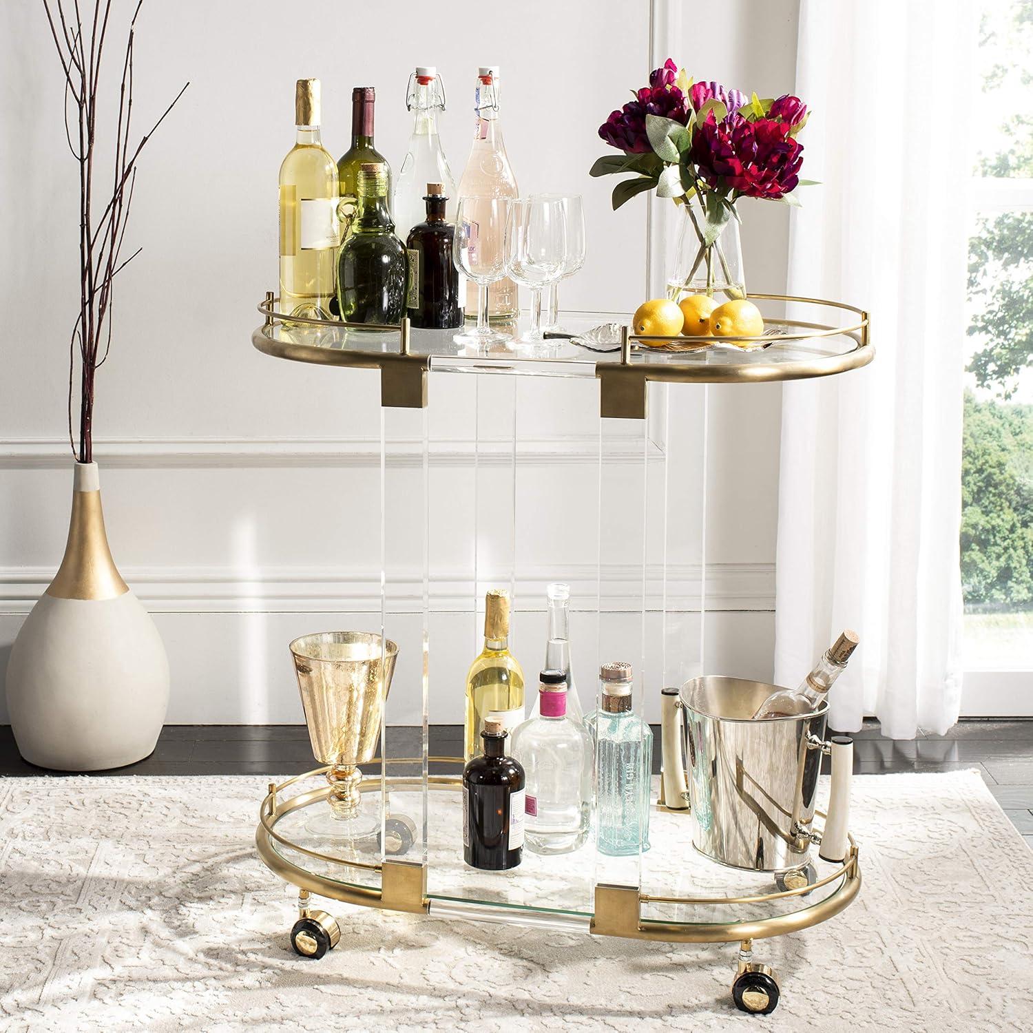 Lennon Bar Trolley - Brass - Safavieh
