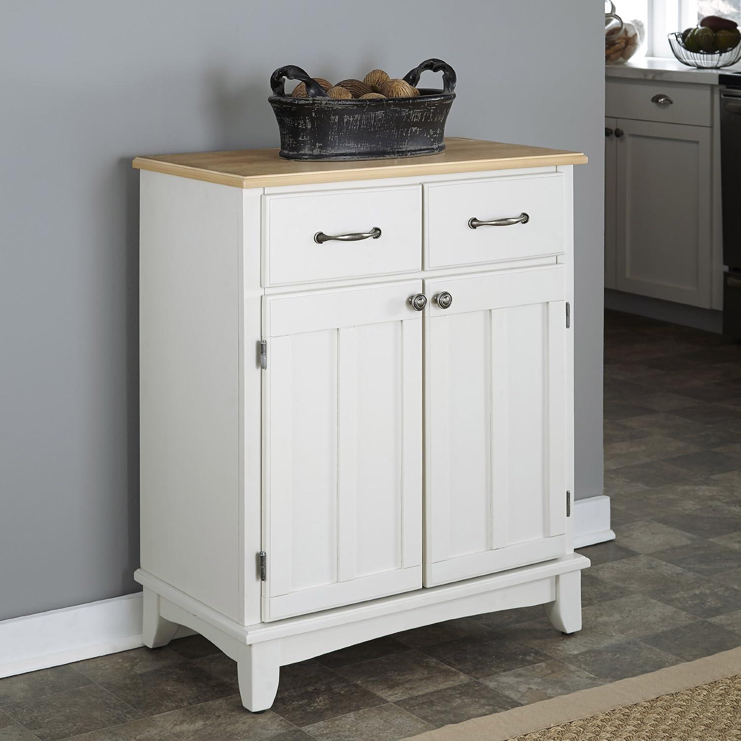 36" Sideboard Buffet Servers with Wood Top White - Home Styles: Traditional Style, Adjustable Shelves, Storage Cabinet