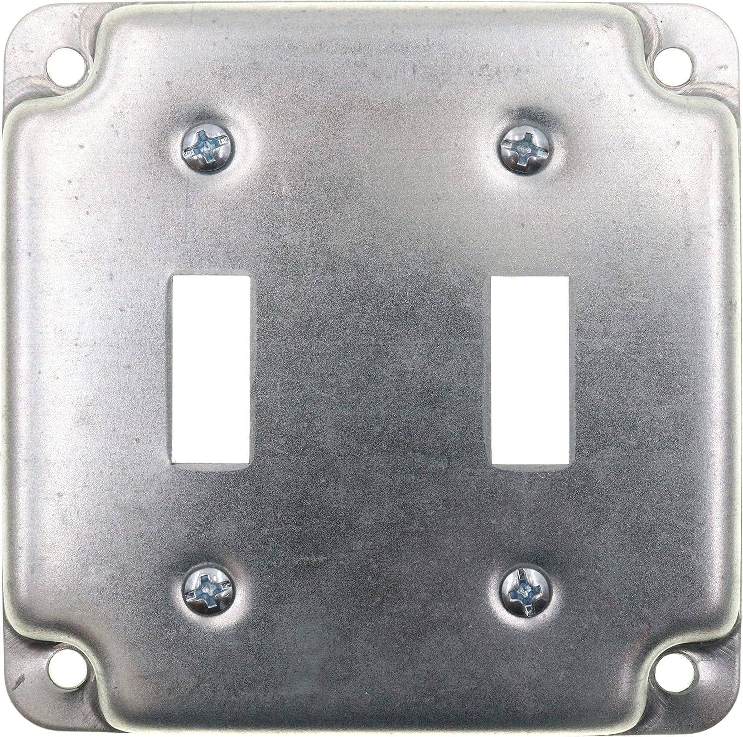 Galvanized Steel 2-Gang Dual Toggle Switch Cover