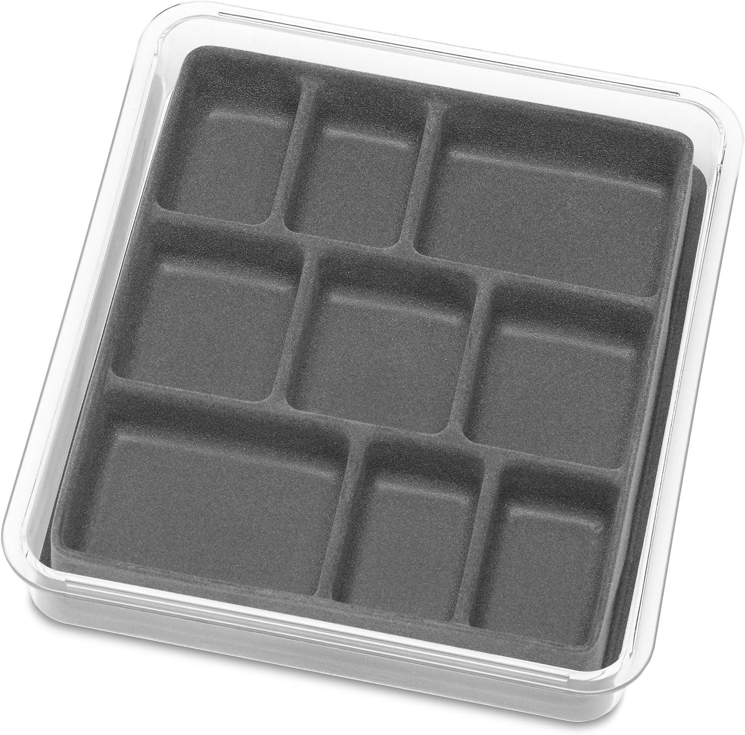 Clear and Gray Stackable 9-Section Plastic Jewelry Tray