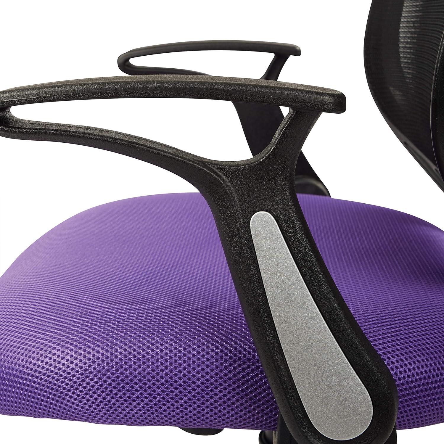 Office Star Products Screen Back Chair with Purple Mesh, Flip Arms, and Silver Accents