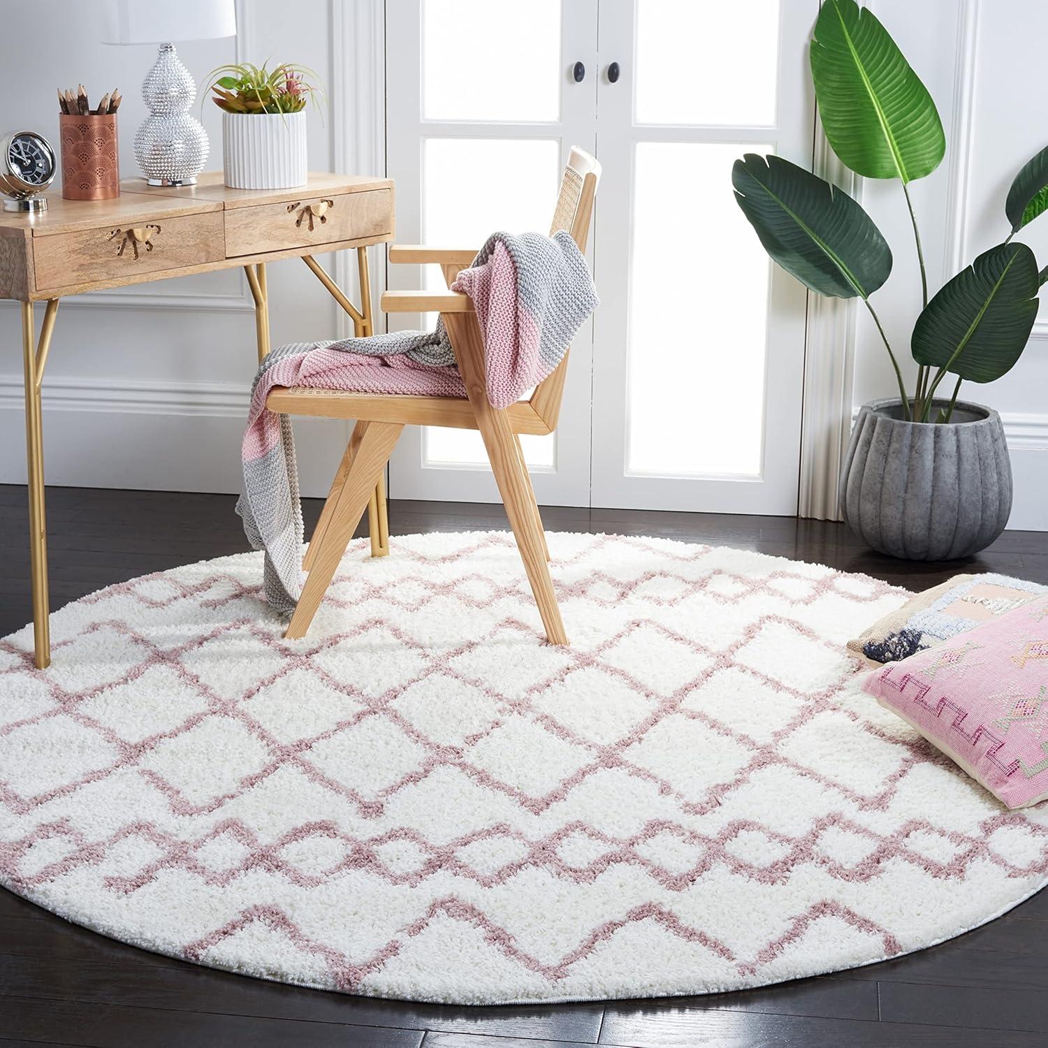 Berber Shag BER165 Power Loomed Indoor Area Rug - Light Grey/Cream - 6'7"x6'7" - Safavieh