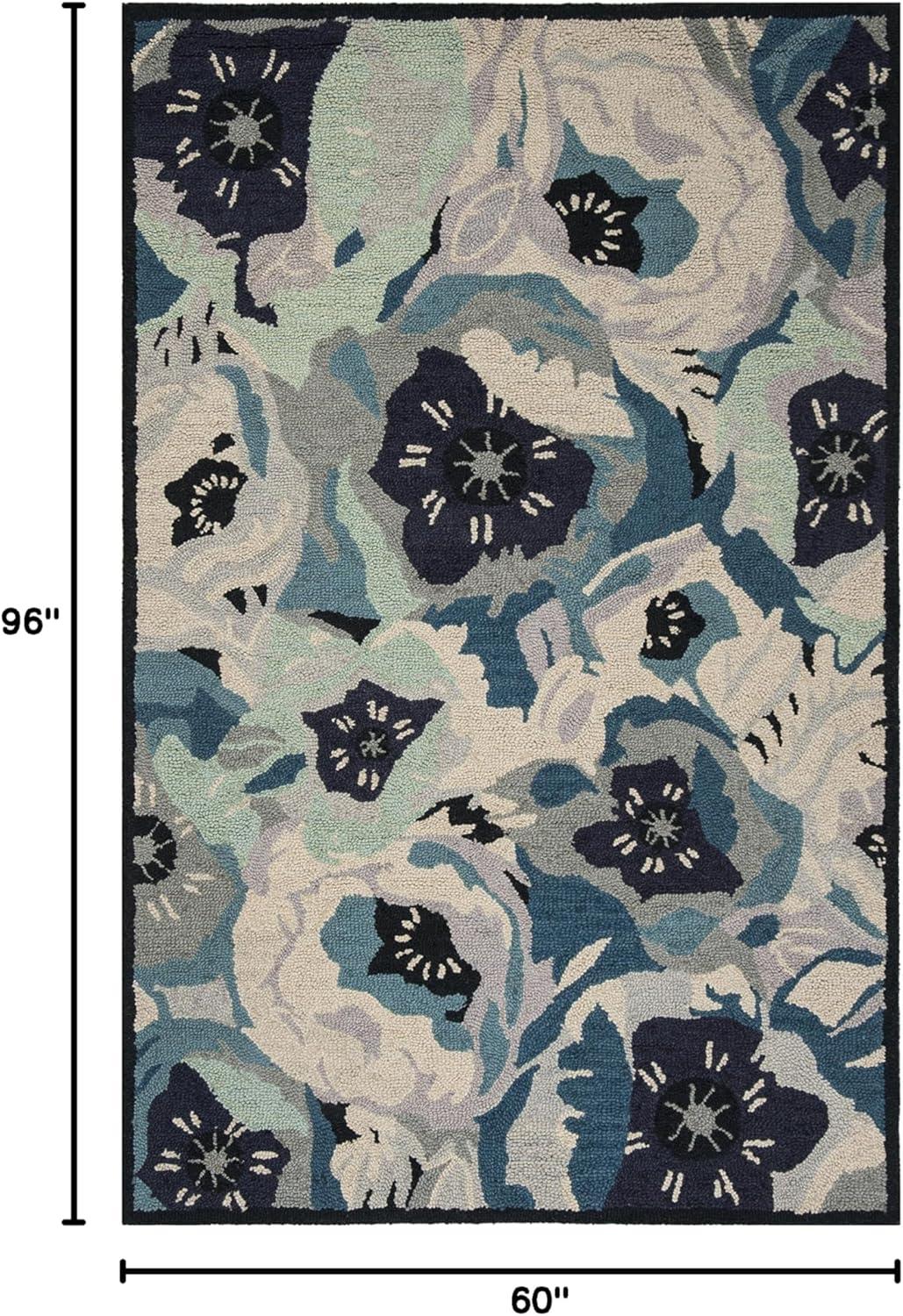 Floral Handmade Tufted Wool Blue/Gray/Beige Area Rug