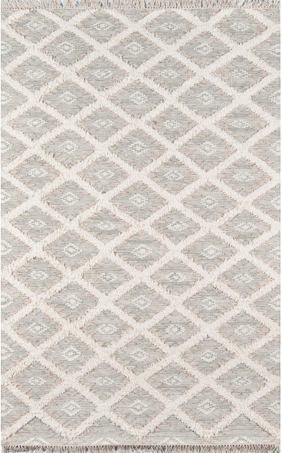 Gray Hand-Knotted Wool Geometric 5' x 7' Area Rug