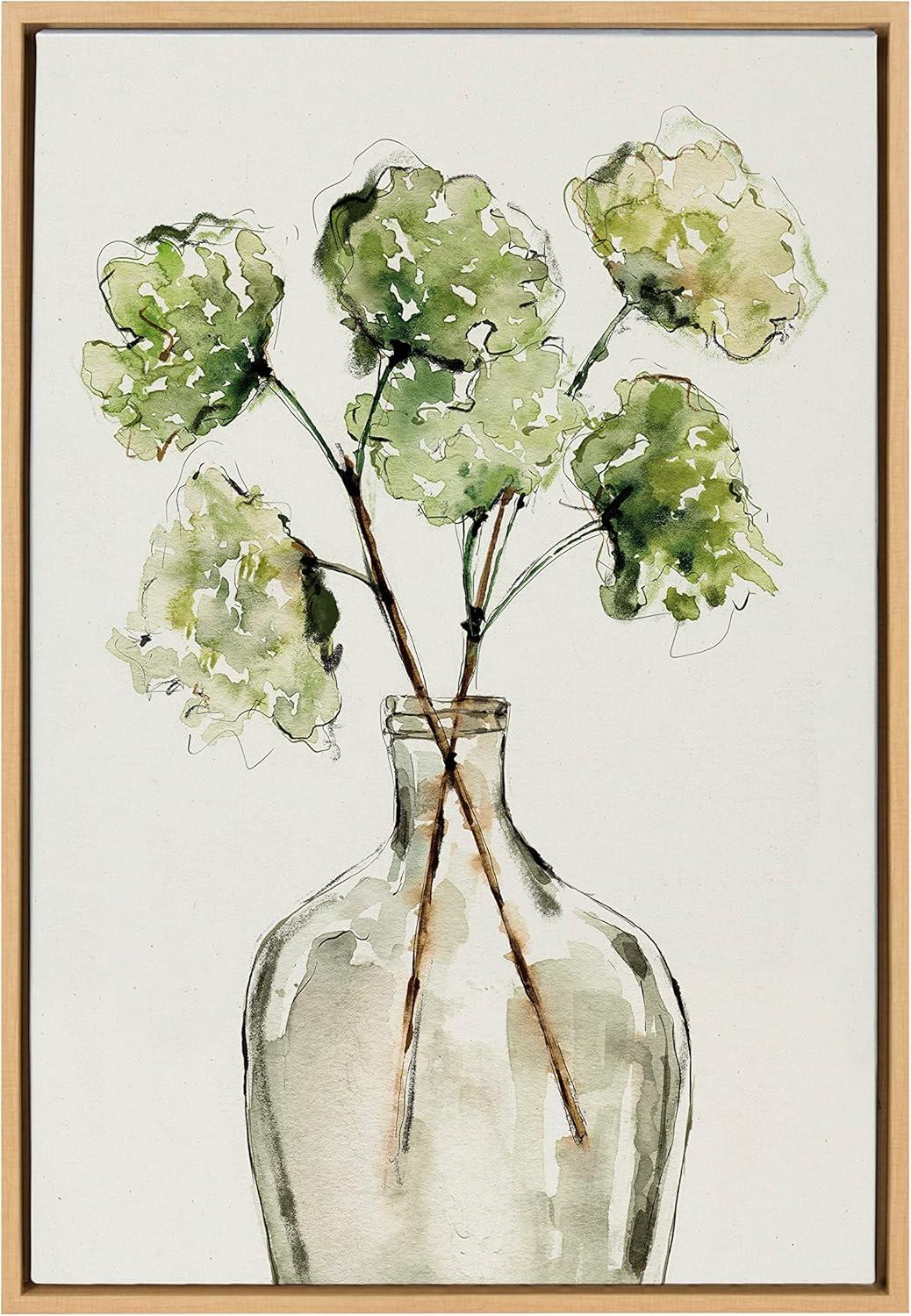 Sylvie Greenery Vase Framed Canvas by Sara Berrenson - Kate & Laurel All Things Decor