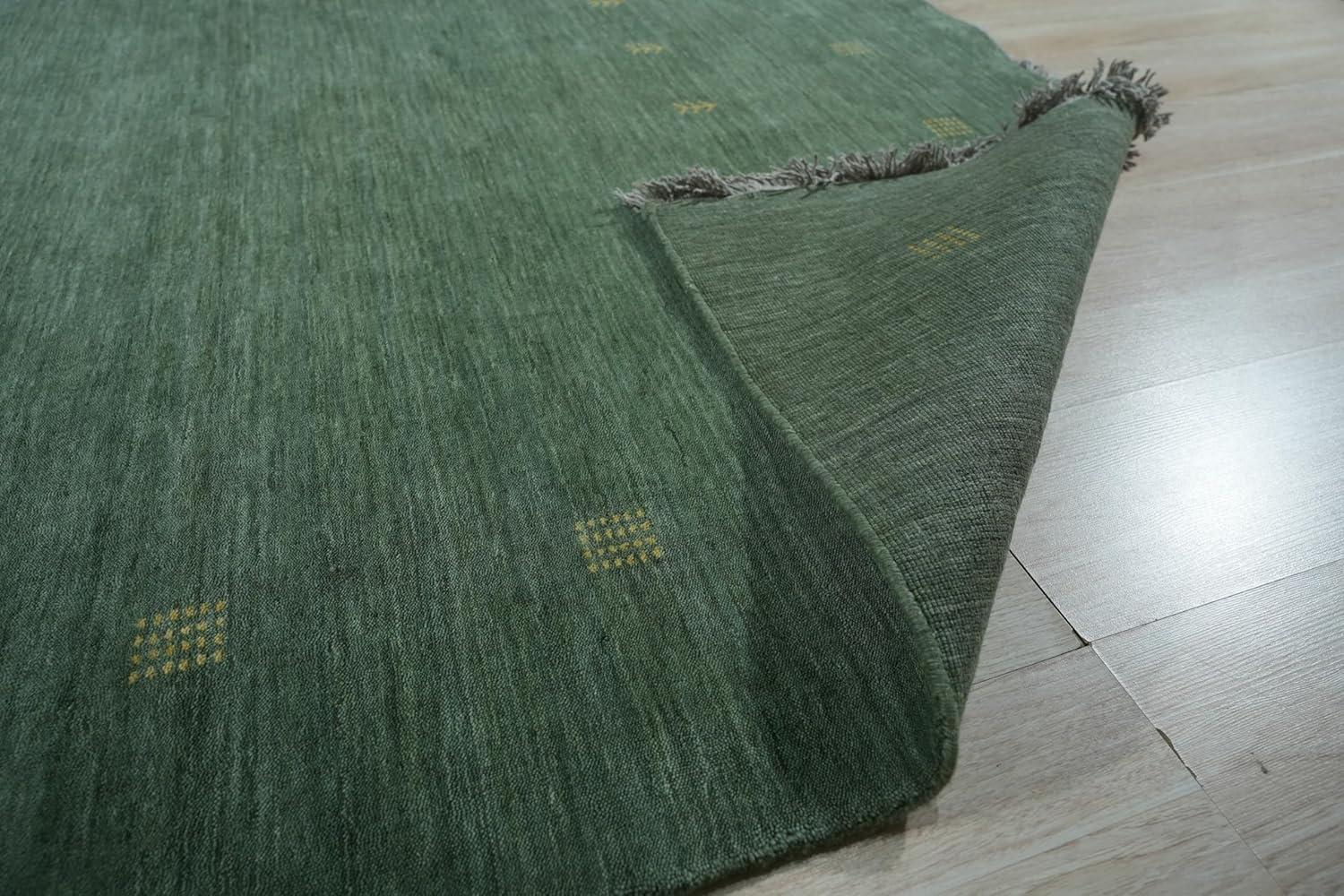 EORC Green Hand Knotted Wool Contemporary Lori Baft Rug, 9' x 12'
