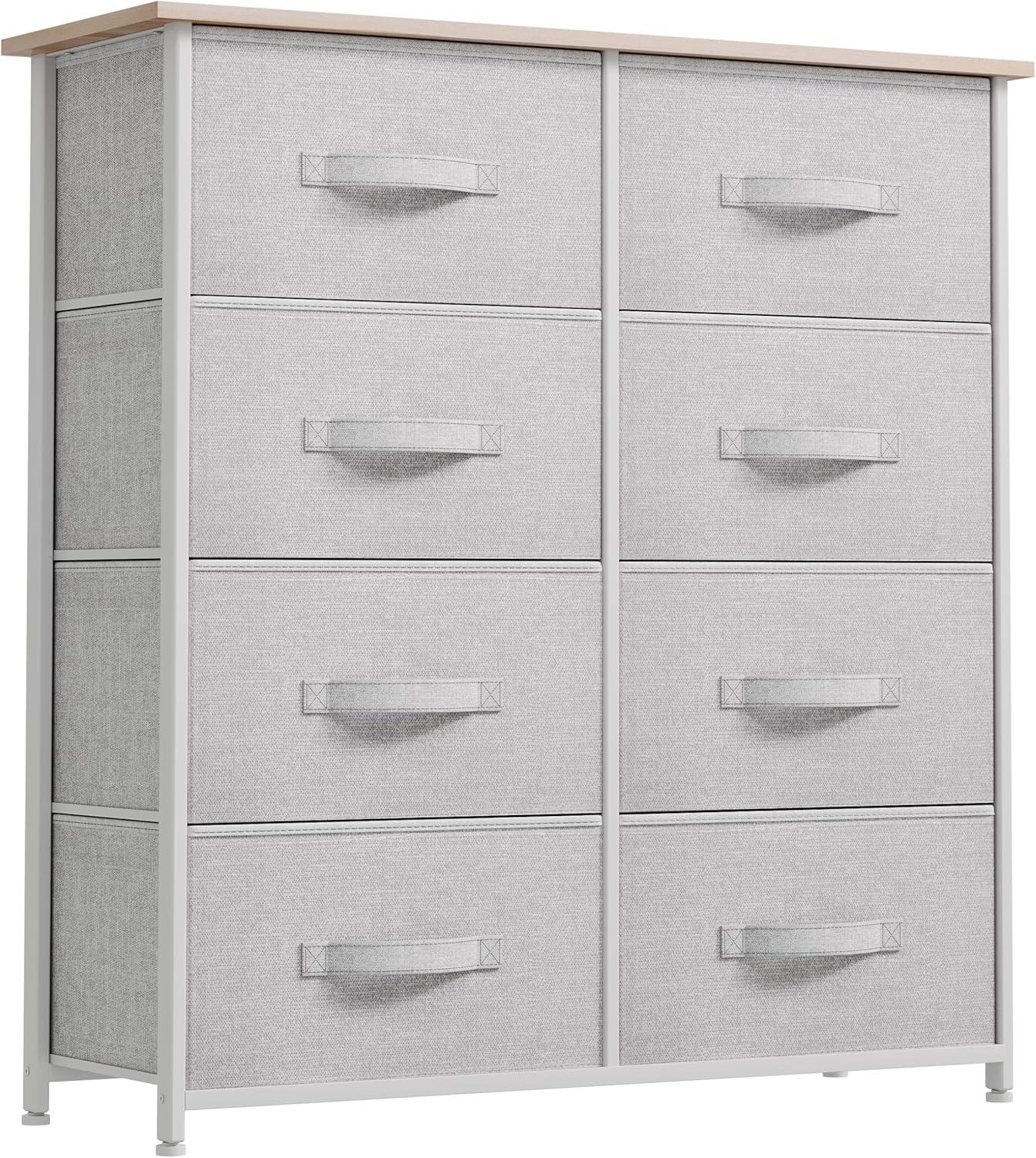 YITAHOME 8 Drawer Dresser - Fabric Storage Tower, Organizer Unit for Bedroom, Living Room & Closets - Sturdy Steel Frame, Easy Pull Fabric Bins & Wooden Top