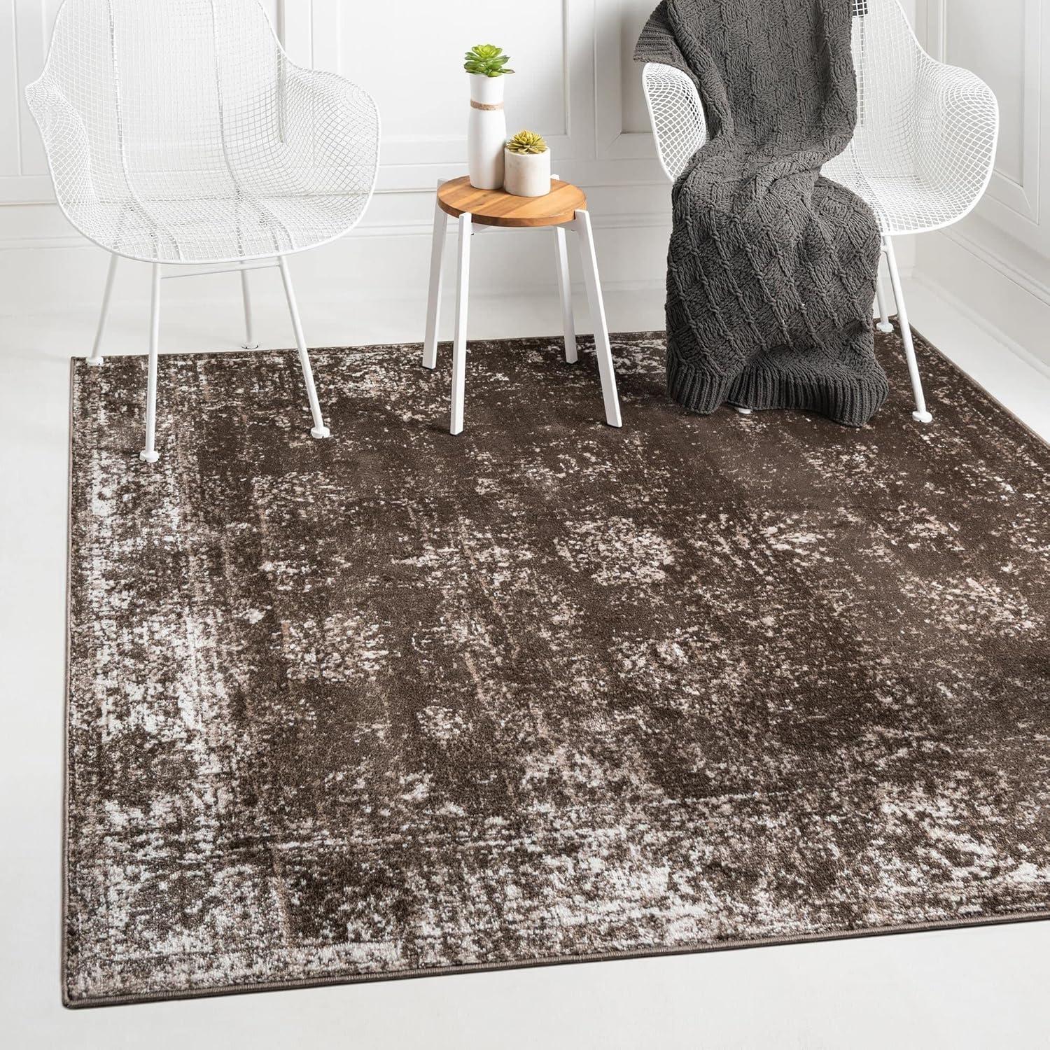 Casino Sofia 6' 1" Square Brown Indoor Easy-Care Rug