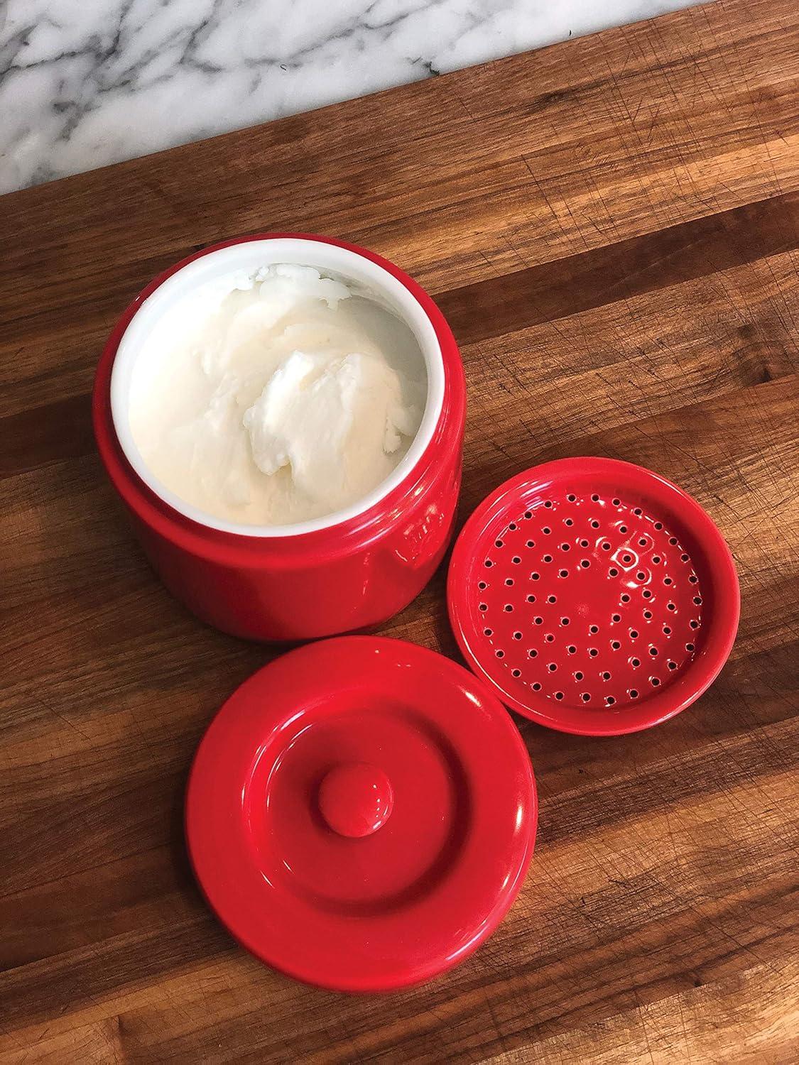 Fox Run Grease Container, Red Porcelain, 4 cup capacity