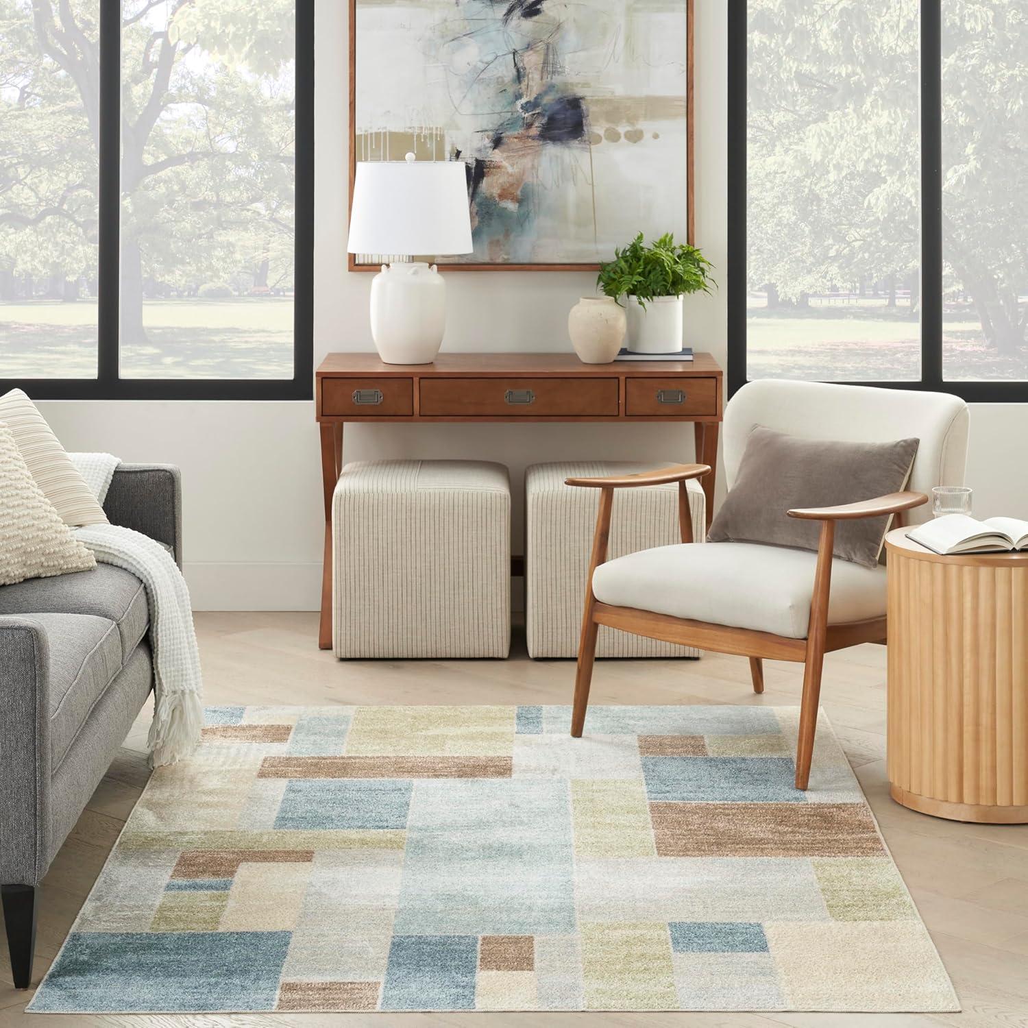 Nourison Astra Machine Washable Contemporary Color Block Indoor Rug