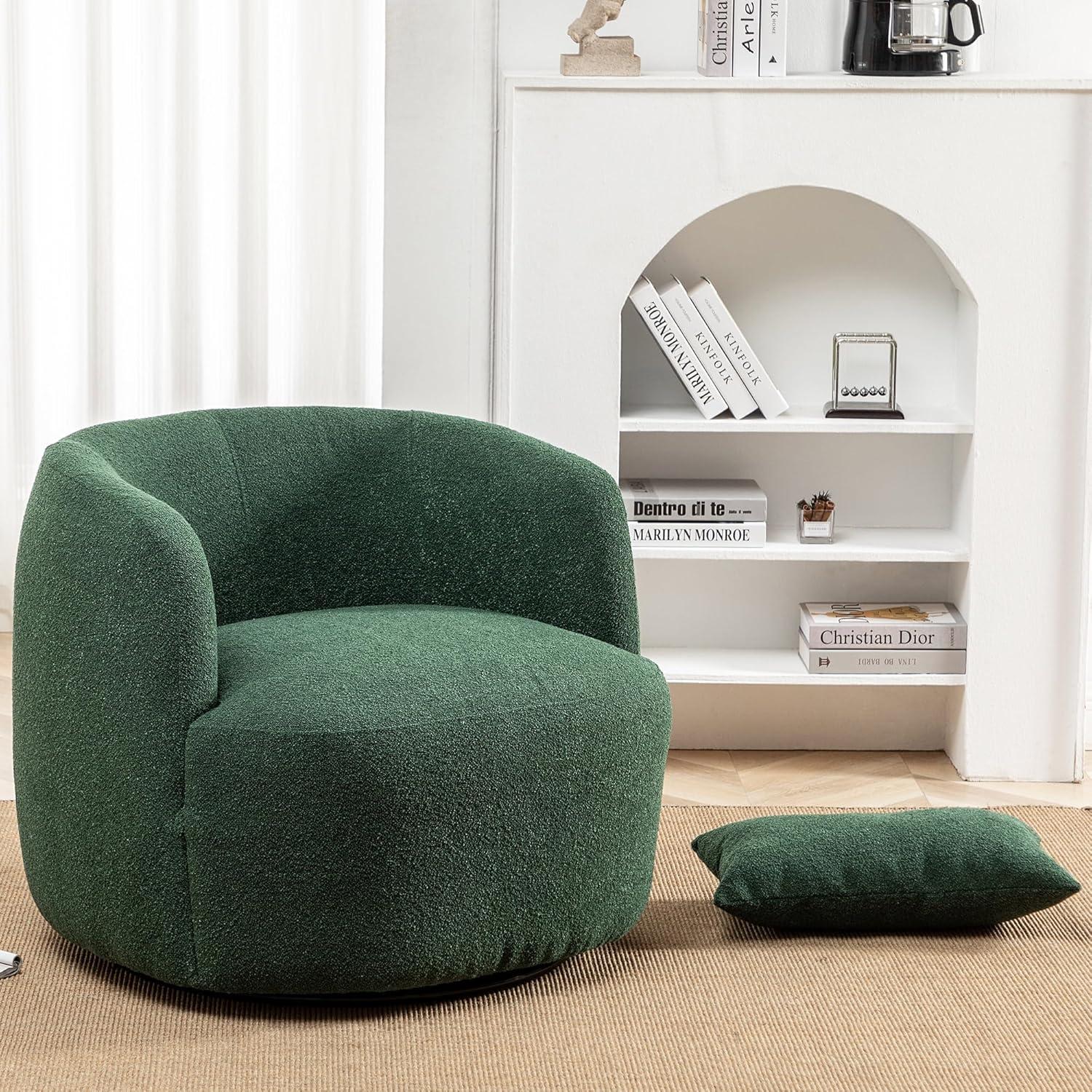 Bruschi 34" Wide Boucle Polyester Upholstered Swivel Armchair