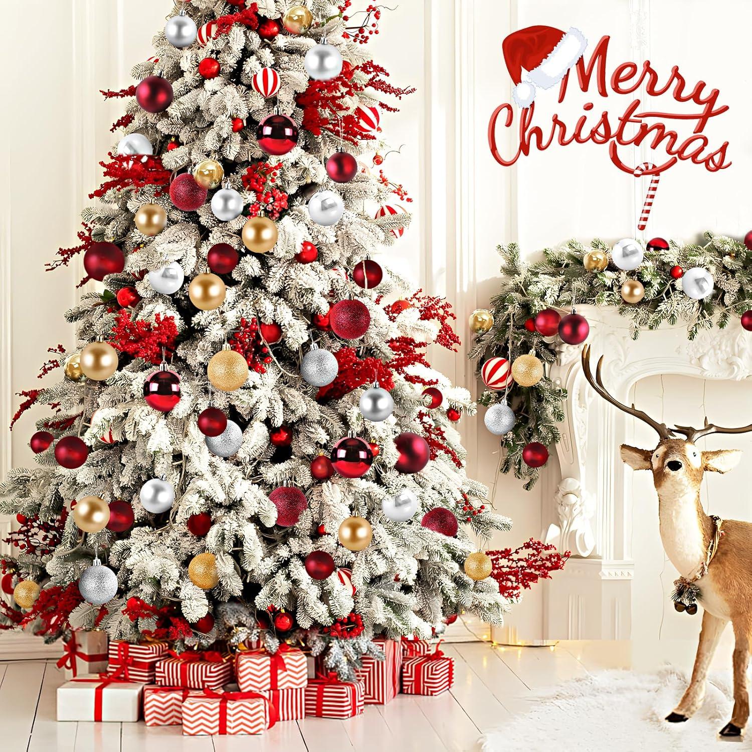 TranquilBliss Christmas Ball Ornaments 24pcs 1.57-Inch Tree Decorations - Ideal for Xmas Tree, Holiday Party, Wreath & Tabletop Decor(Champagne)