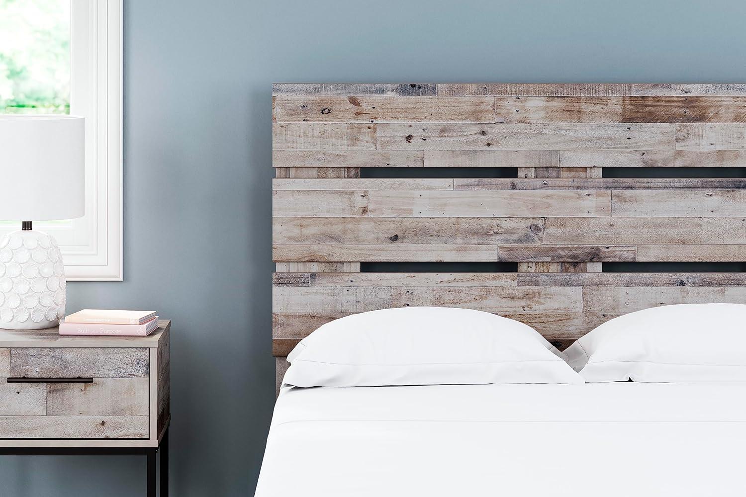 Full Neillsville Panel Headboard Whitewash: Beach Chic Urban Style - Signature Design by Ashley
