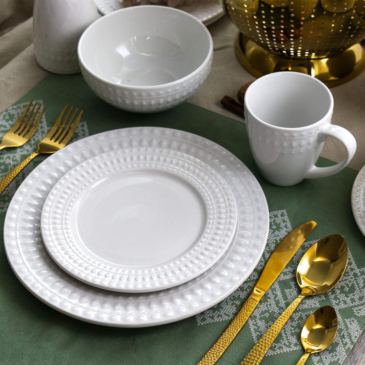 Elama Cara 16 Piece Porcelain China Dinnerware Set - Service for 4