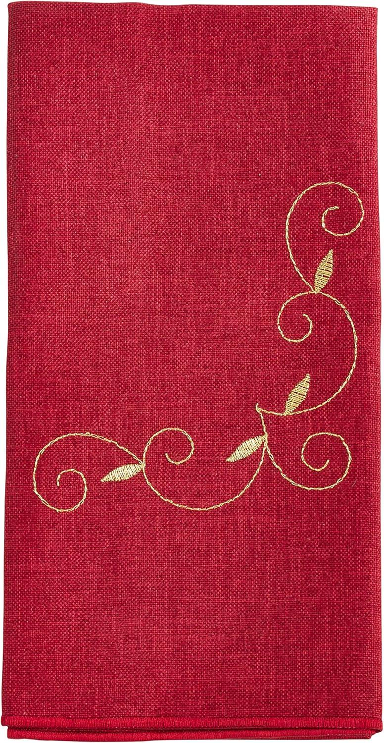 Burgundy Embroidered Holiday Napkins Set of 4