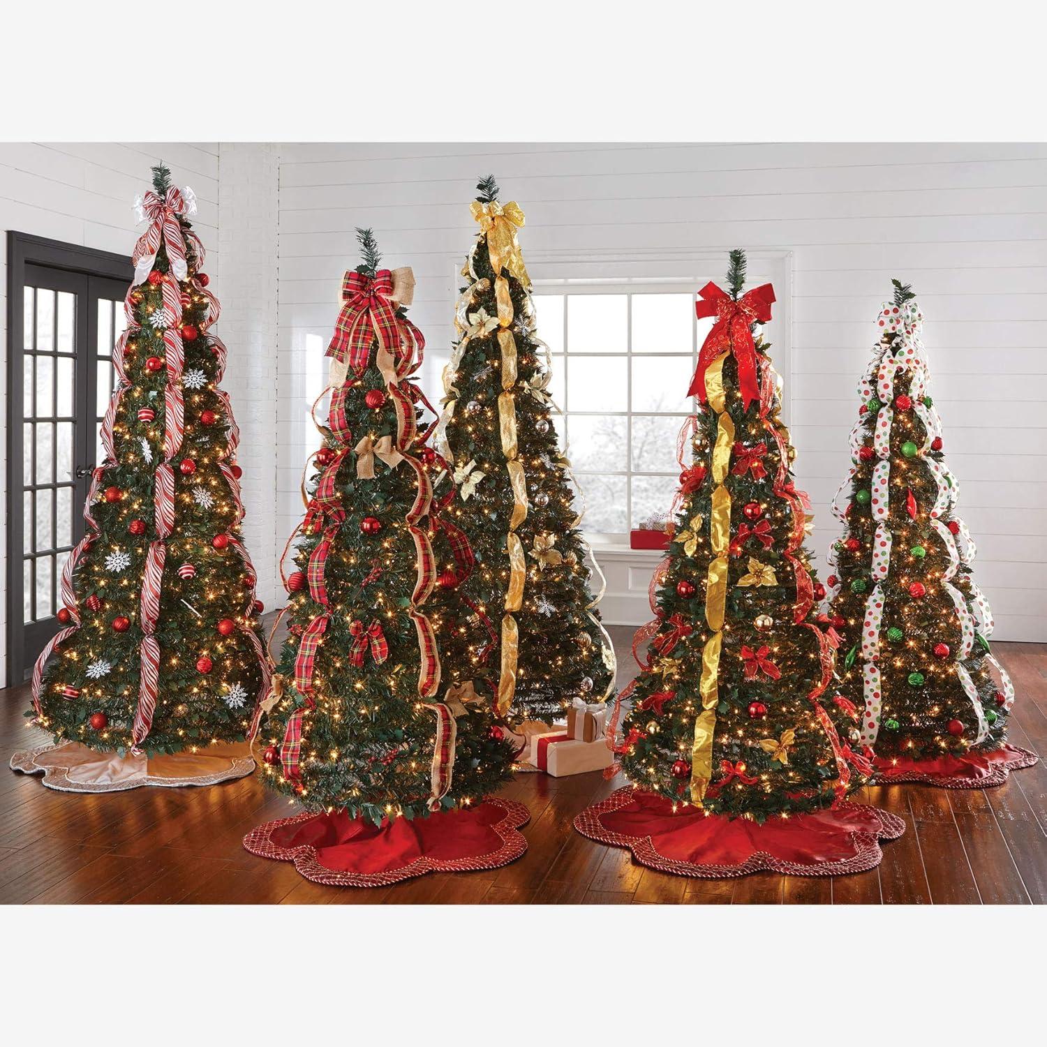 BrylaneHome Scallop Edge Border Christmas Tree Skirt - Red