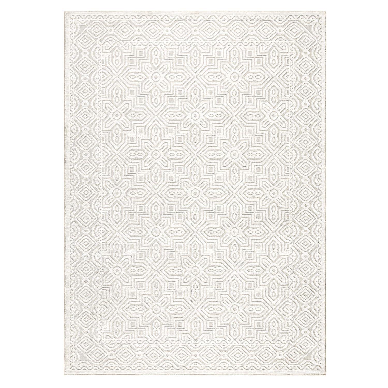 TOWN & COUNTRY LUXE Maya Medallion Indoor Area Rug with High-Low Texture, Ivory/Greige