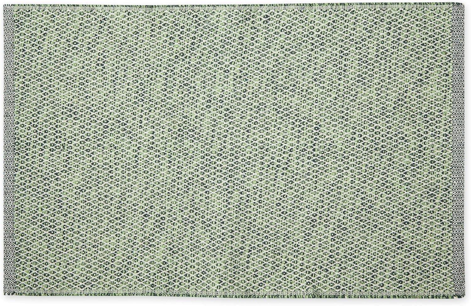 Hunter Green Diamond Handwoven Fabric. Recycled Yarn Rug 2x3 Ft