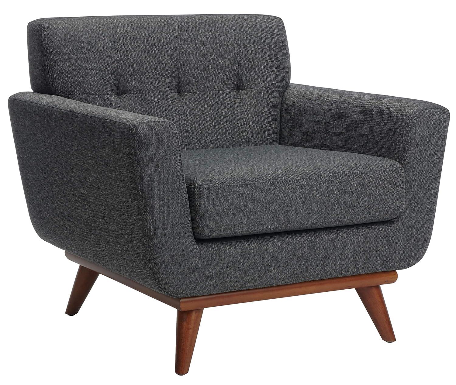 Opal Linen Tufted Arm Chair - Dark Teal - Safavieh