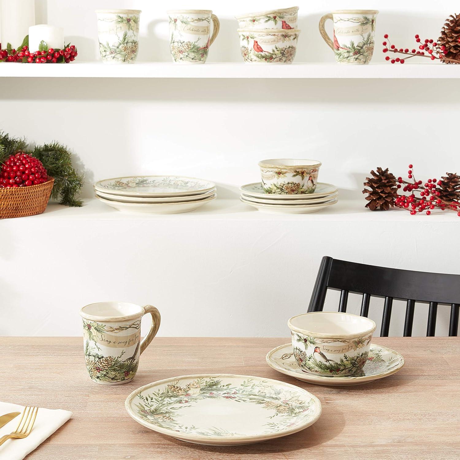 White Ceramic 16-Piece Dinnerware Set for 4