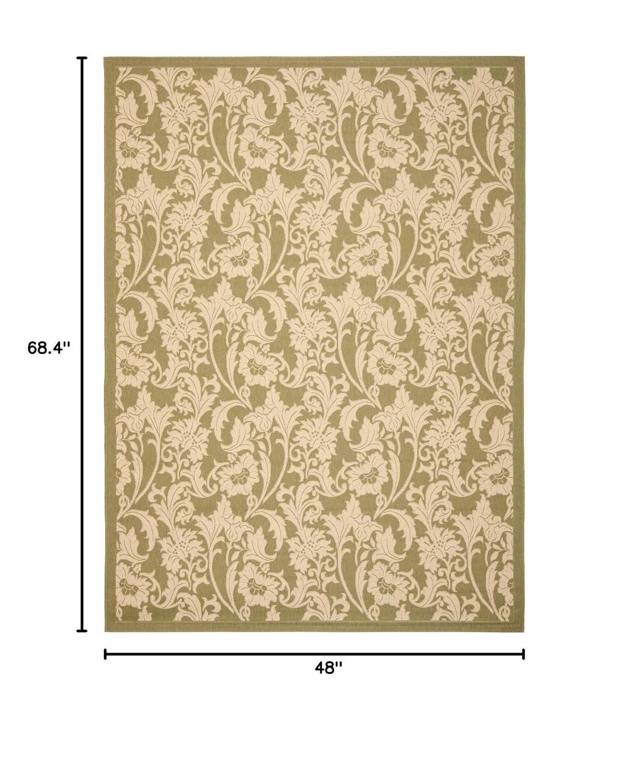 SAFAVIEH Courtyard Aubrey Floral Indoor/Outdoor Area Rug, Red/Creme, 4' x 5'7"