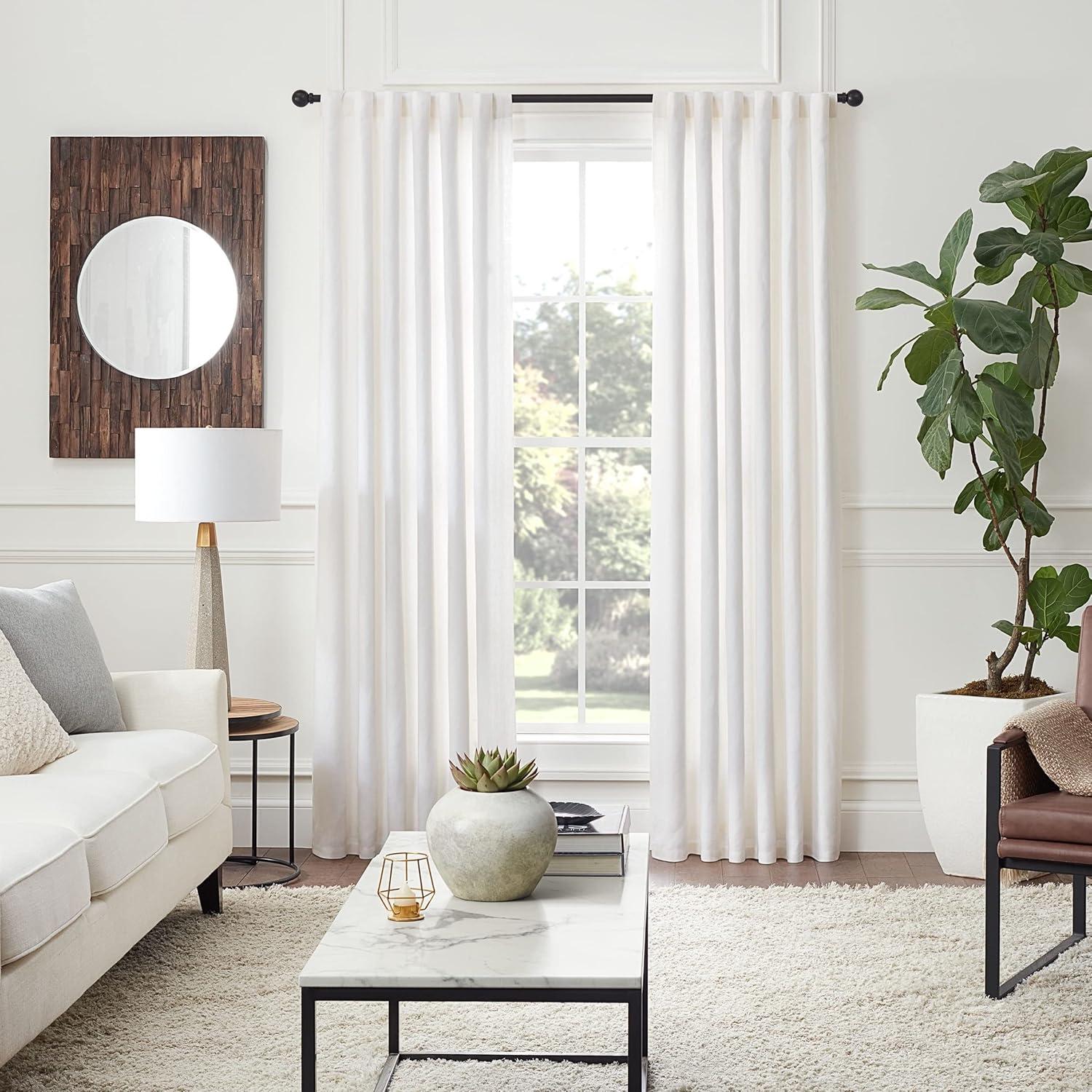 Mode Premium Collection 1 Diameter Curtain Rod Set with Modern Ball Finials and Steel Wall Mounted Adjustable Rod