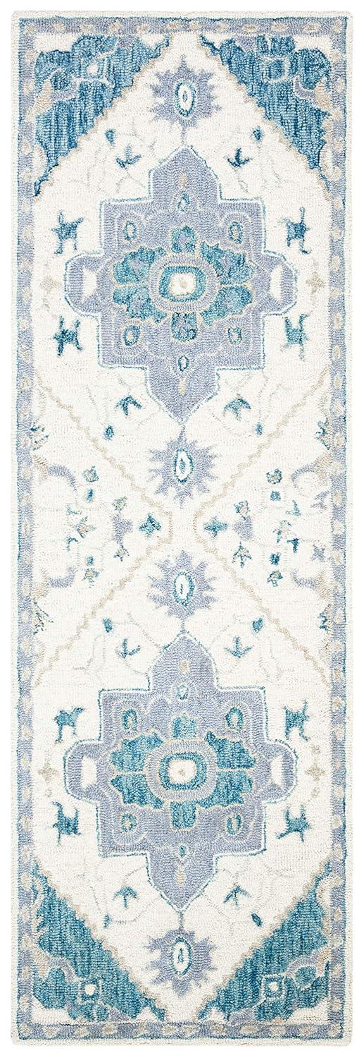 Micro-Loop MLP503 Hand Tufted Indoor Runner Rug - Ivory/Navy - 2'3"x7' - Safavieh