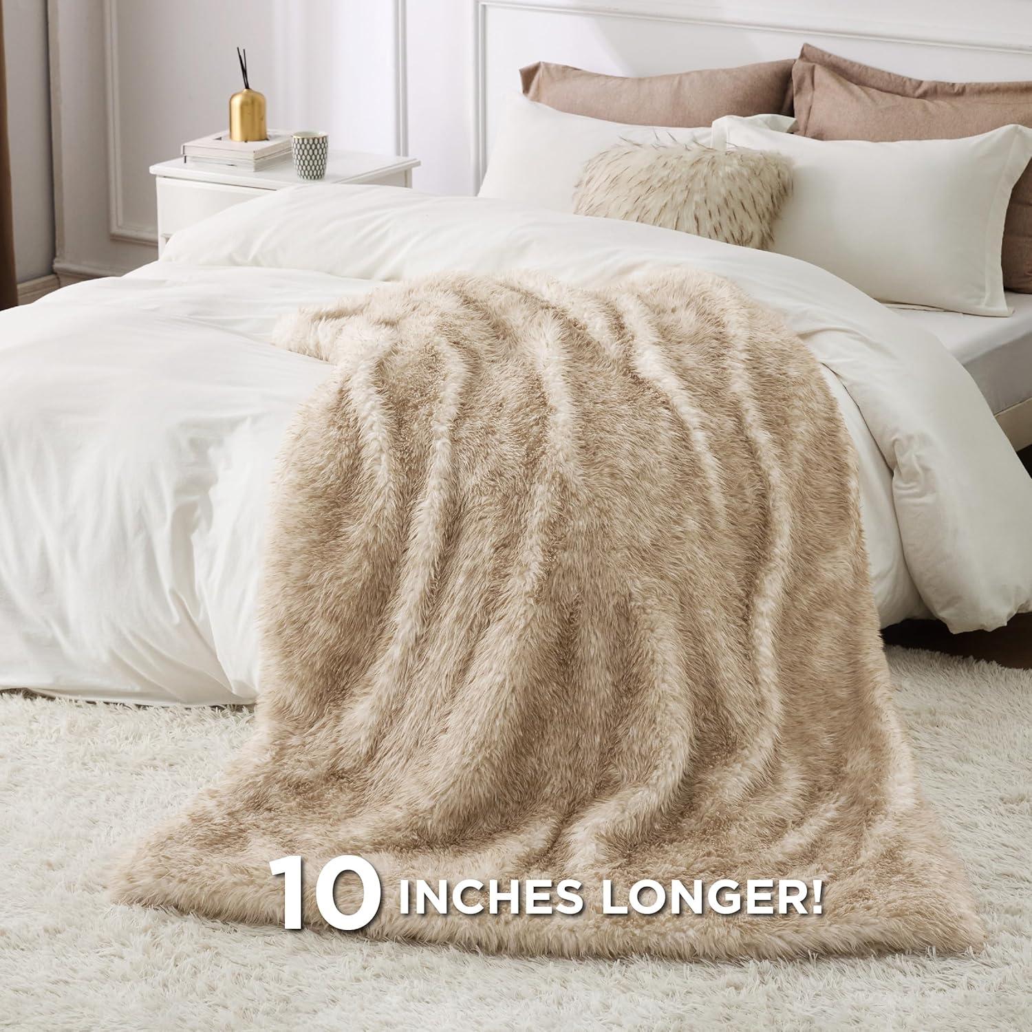 Luxurious Beige Faux Fur 50x70 Inch Cozy Blanket