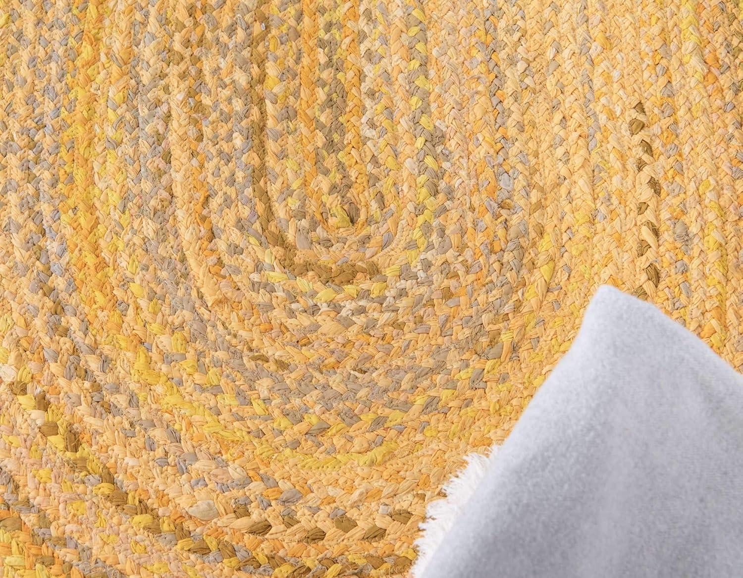 Unique Loom Braided Chindi Collection Area Rug - Layer (3' 3" x 5' 1" Oval Yellow Orange/Orange)