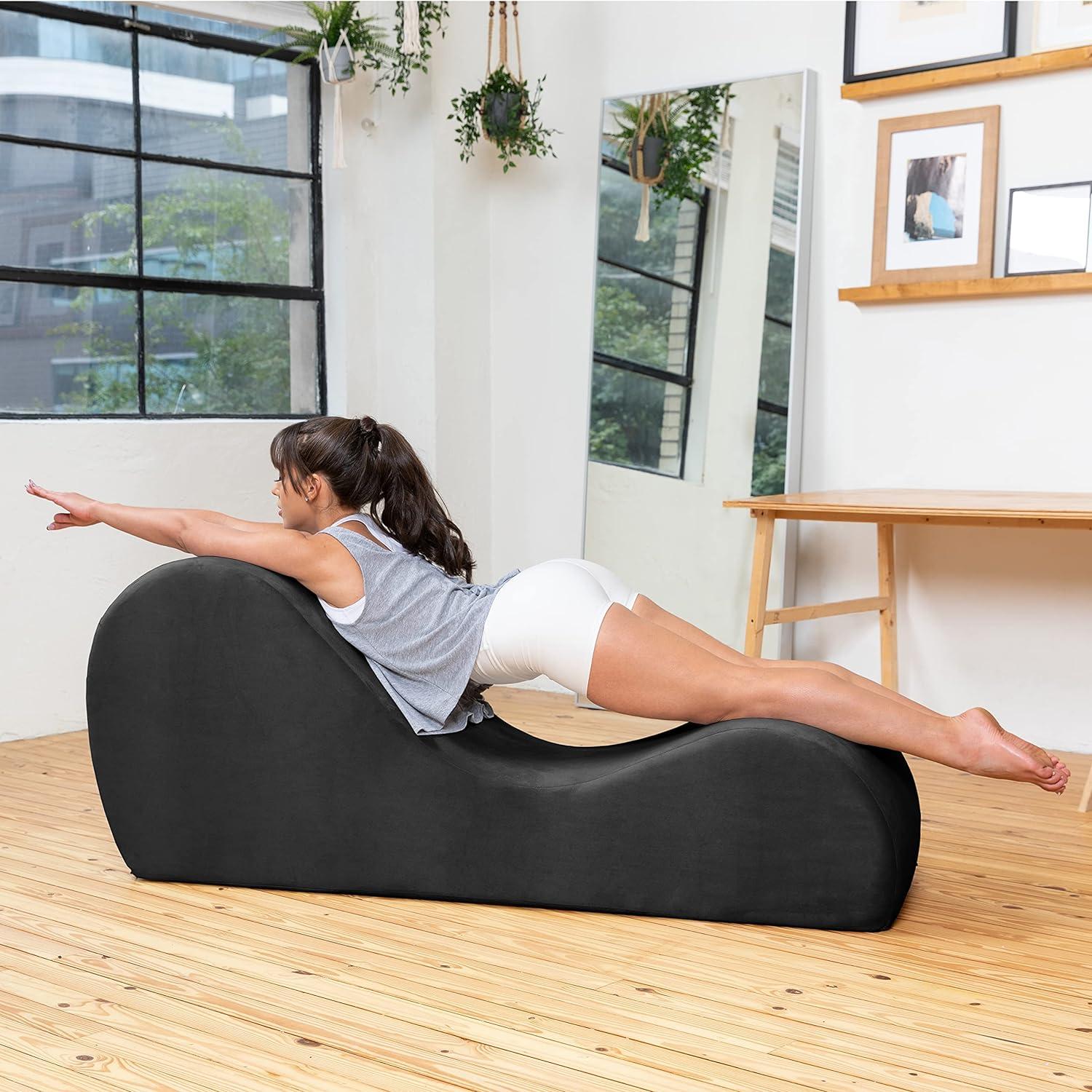 Black Microvelvet Armless Chaise Lounger with Polyurethane Foam