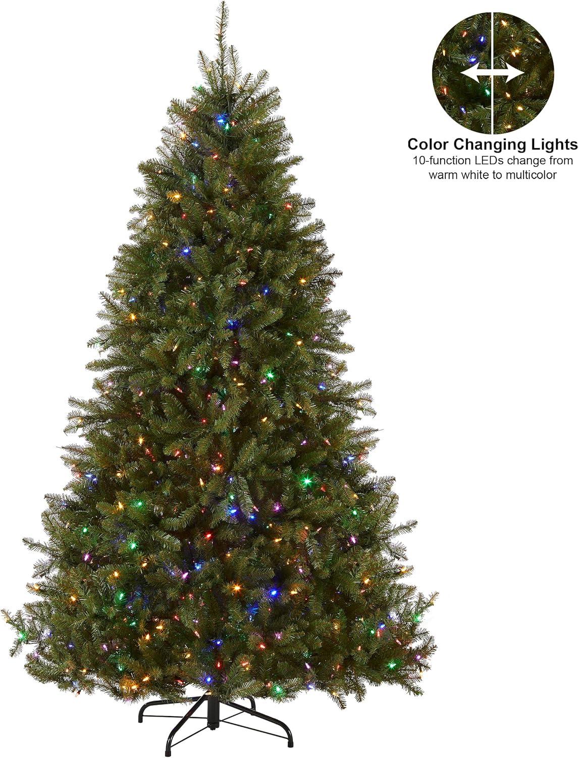 9' Prelit Hinged Dunhill Fir Artificial Christmas Tree Dual Color Lights - National Tree Company