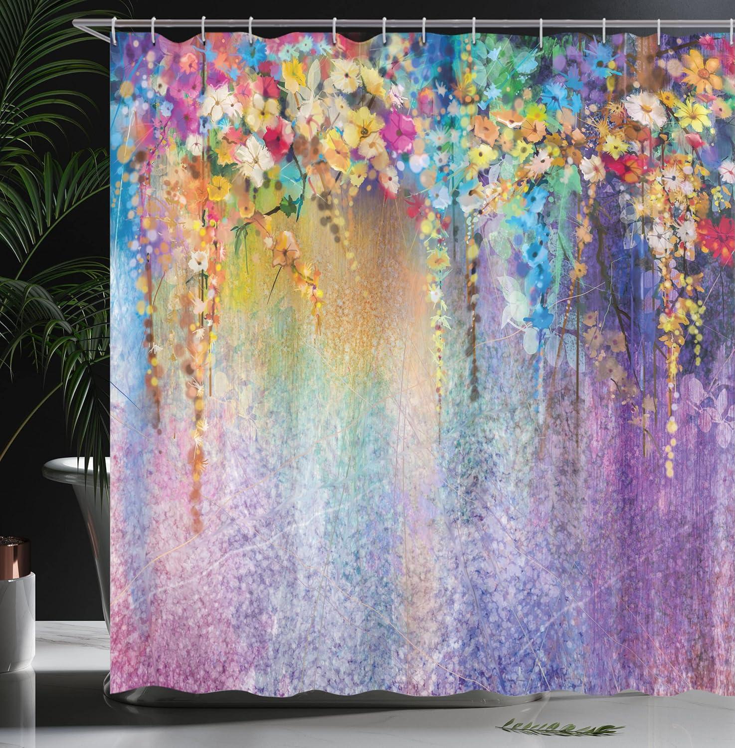 Mixed Shower Curtain with Hooks Included