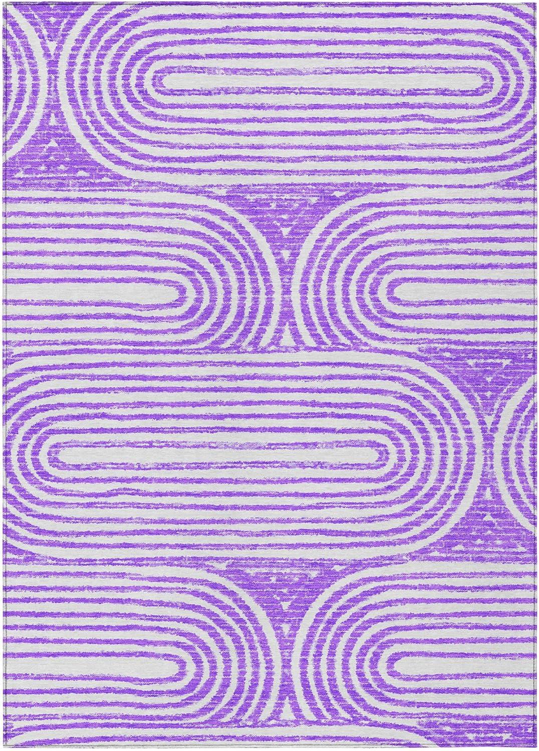 Purple Abstract Synthetic Reversible 3' x 5' Area Rug