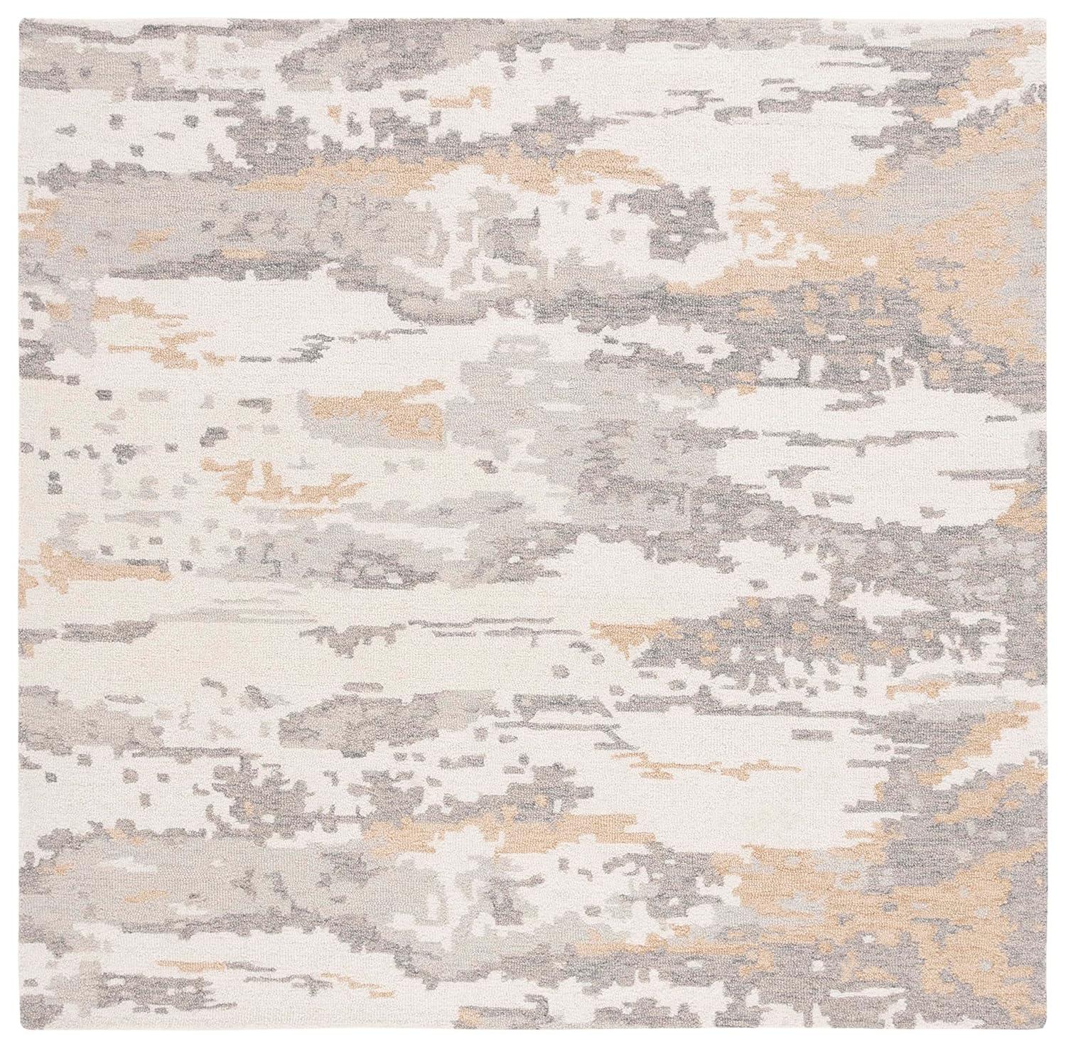 Abstract ABT465 Handmade Indoor Area Rug - Ivory/Grey - 6'x6' - Safavieh