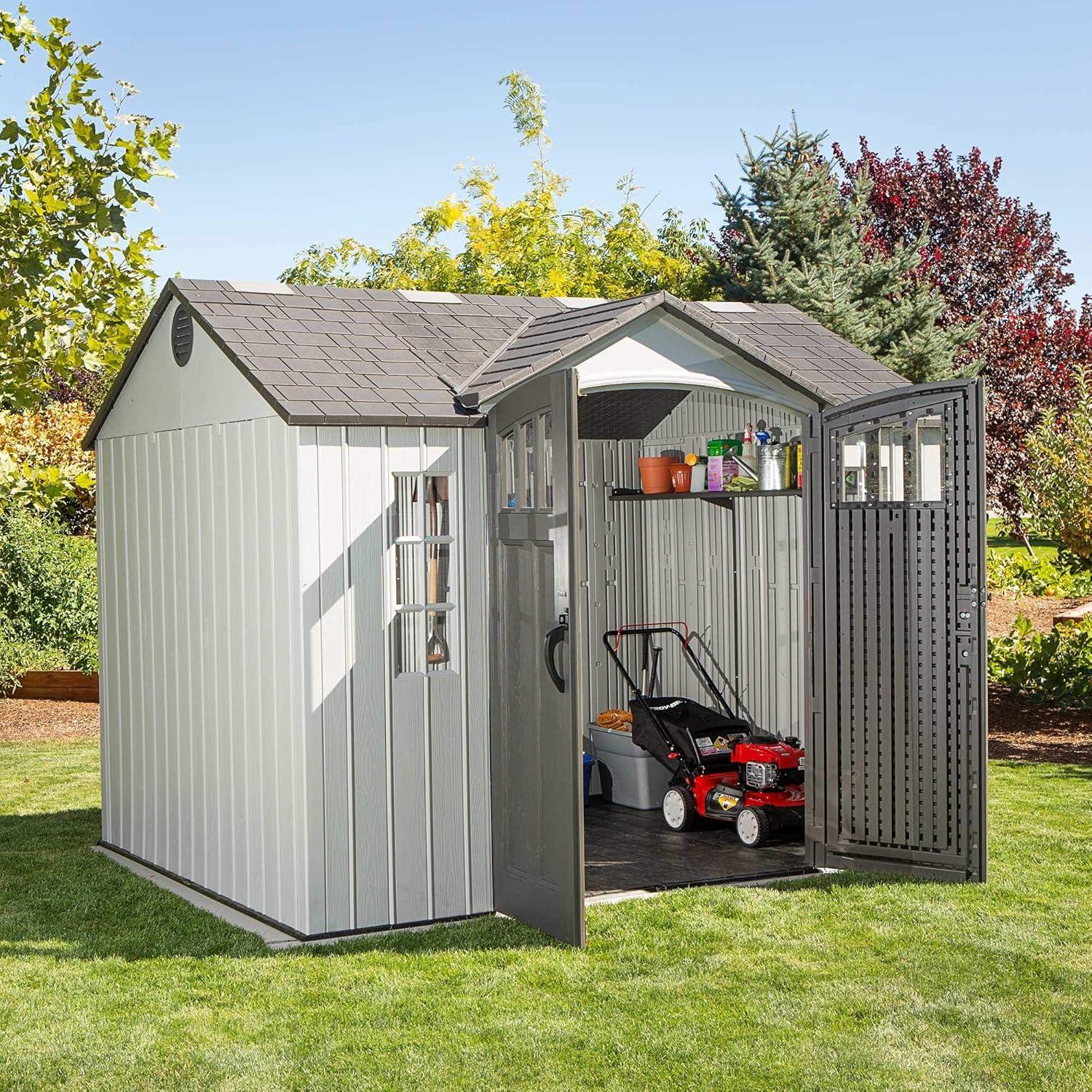 Lifetime Polyethylene Storage Shed, 71.25 sq. ft.,10 ft. x 8 ft. x 8 ft., Gray (60243)