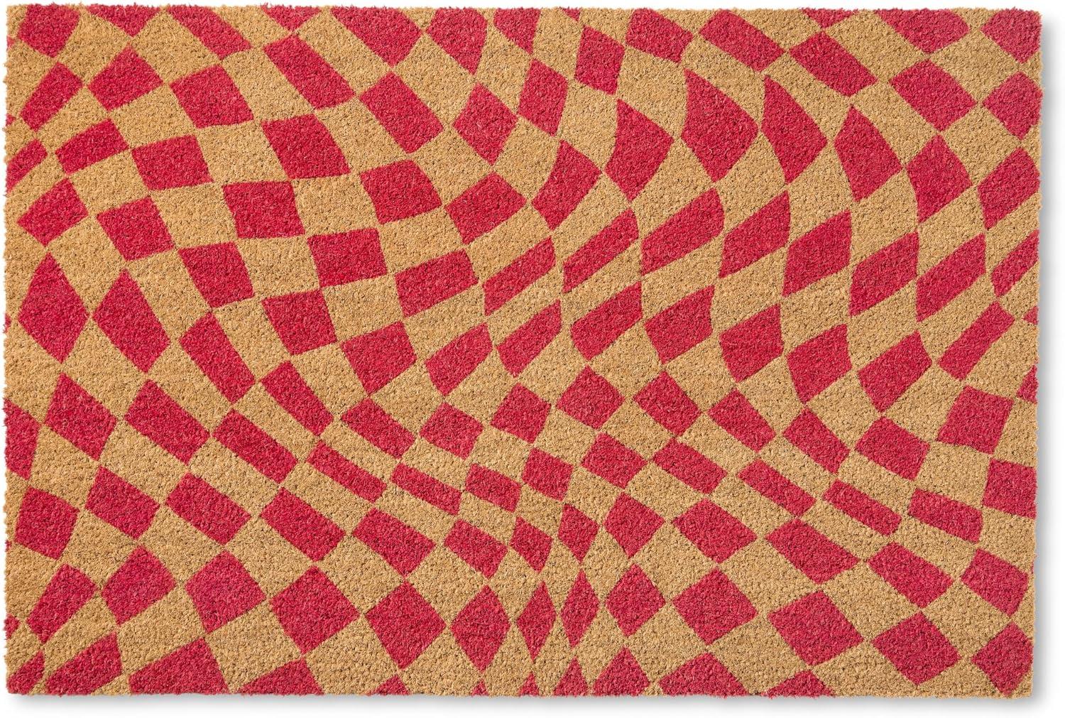 Town & Country Living TOWN & COUNTRY LIVING Emmett Groovy Checkerboard Non-Slip Indoor Outdoor Door Mat