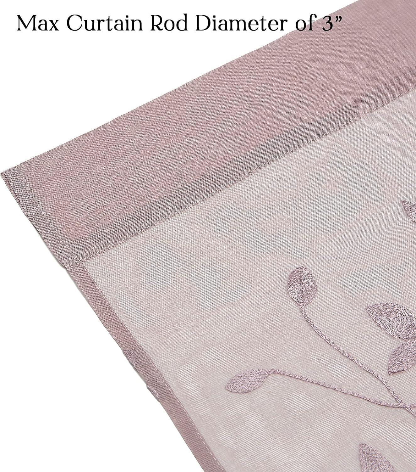 Chanasya 2pk Embroidered Vine Sheer Window Curtain Panels - Set of 2 - 52 x 84 Inches Long - Rose Dust