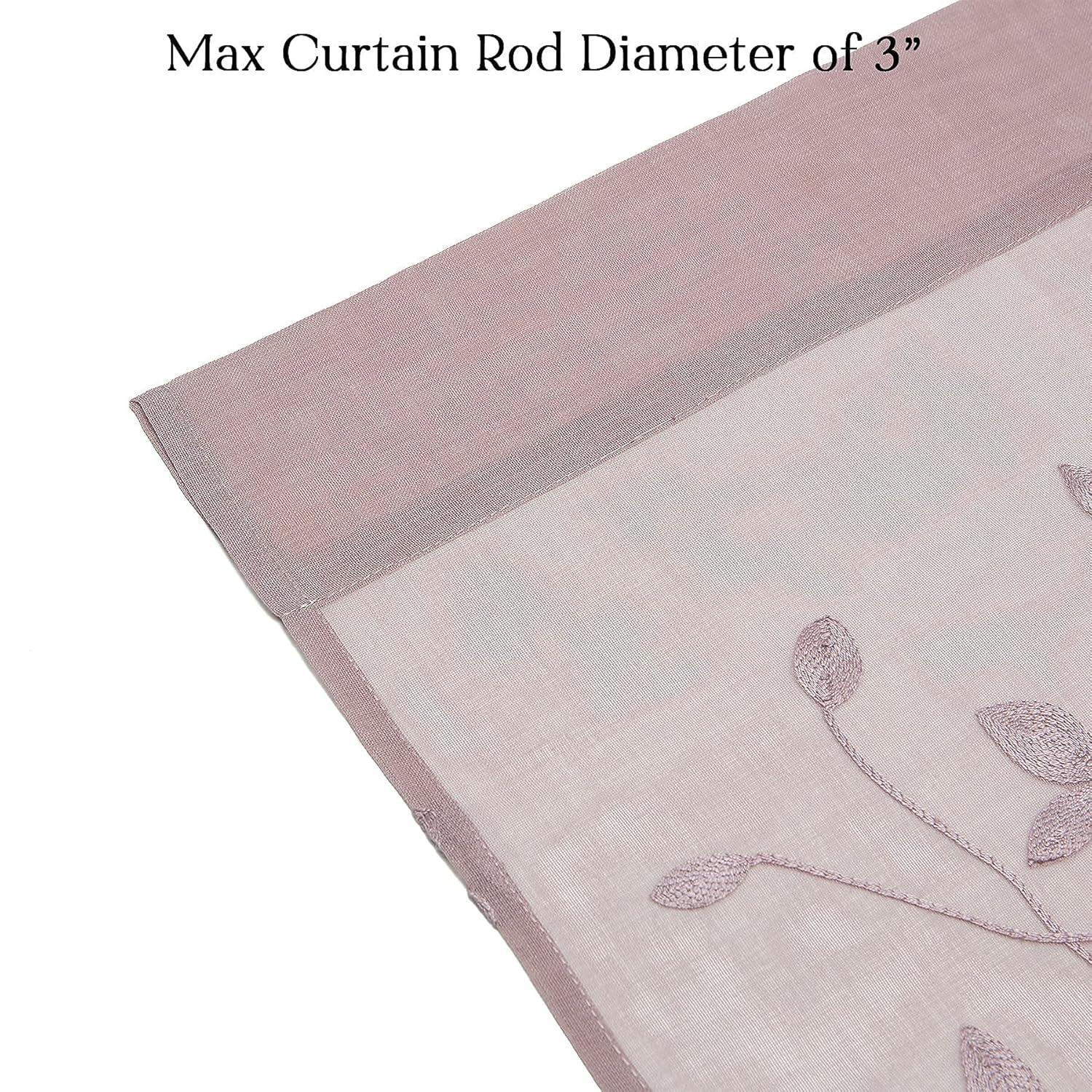 Chanasya 2pk Embroidered Vine Sheer Window Curtain Panels - Set of 2 - 52 x 84 Inches Long - Rose Dust