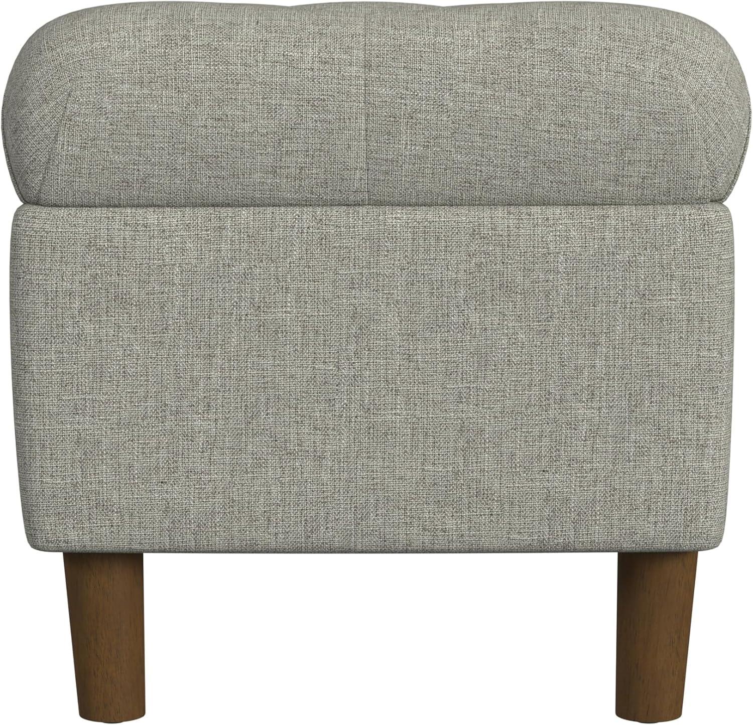 Button Tufted Storage Bench with Cone Wood Legs Gray - HomePop: Hinged Lid, Bedroom Ottoman