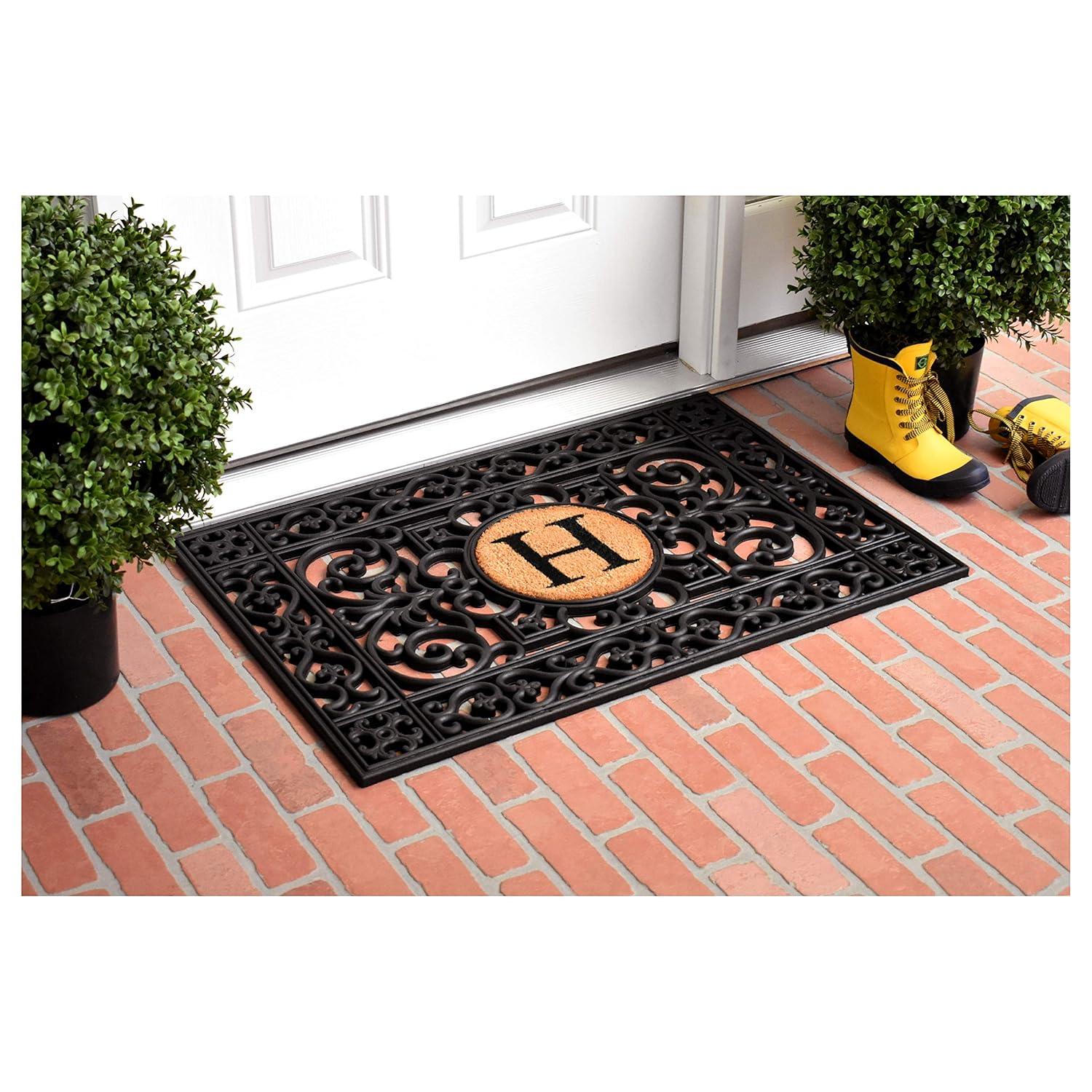 Calloway Mills Rubber Monogram Outdoor Doormat 2' x 3' (Letter H)