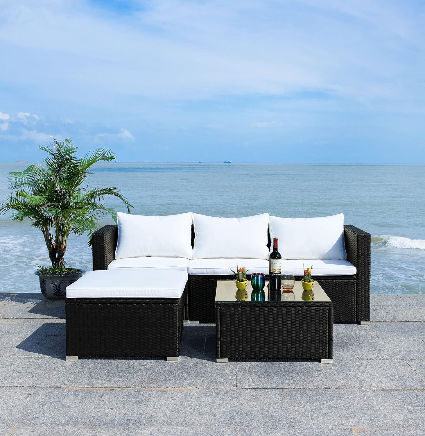 Madalina Living Set - Indoor/Outdoor - PAT7509 - Black/Beige - Safavieh