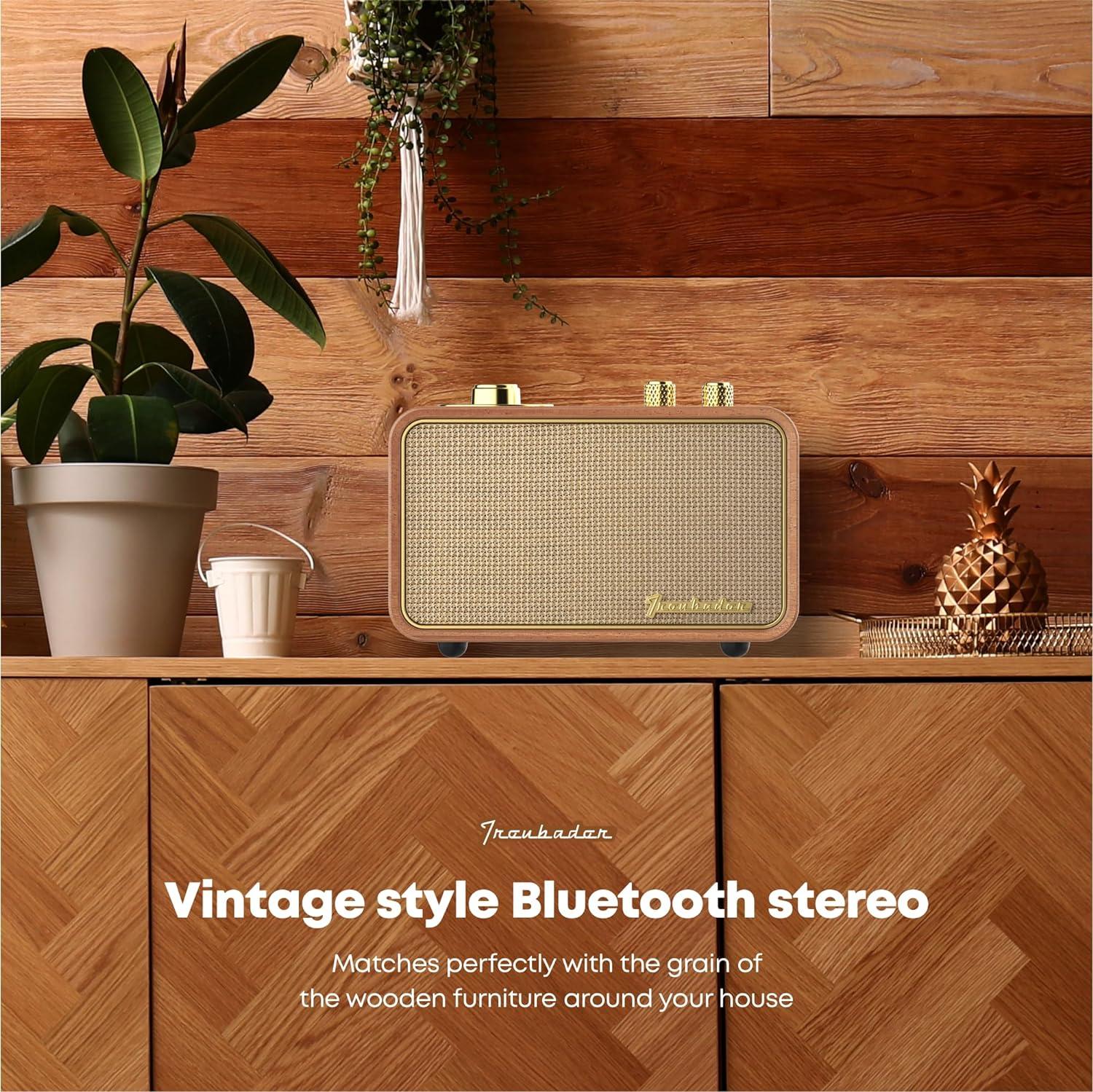 Retro Bluetooth Speaker Wood Vintage Bluetooth Speaker Small Wireless Old Fashion Style, AM/FM Tunning Dial,Electronics for Home, Perfect for Cafe,Restaurant,Vintage Store, Bedroom(Retro Wood)