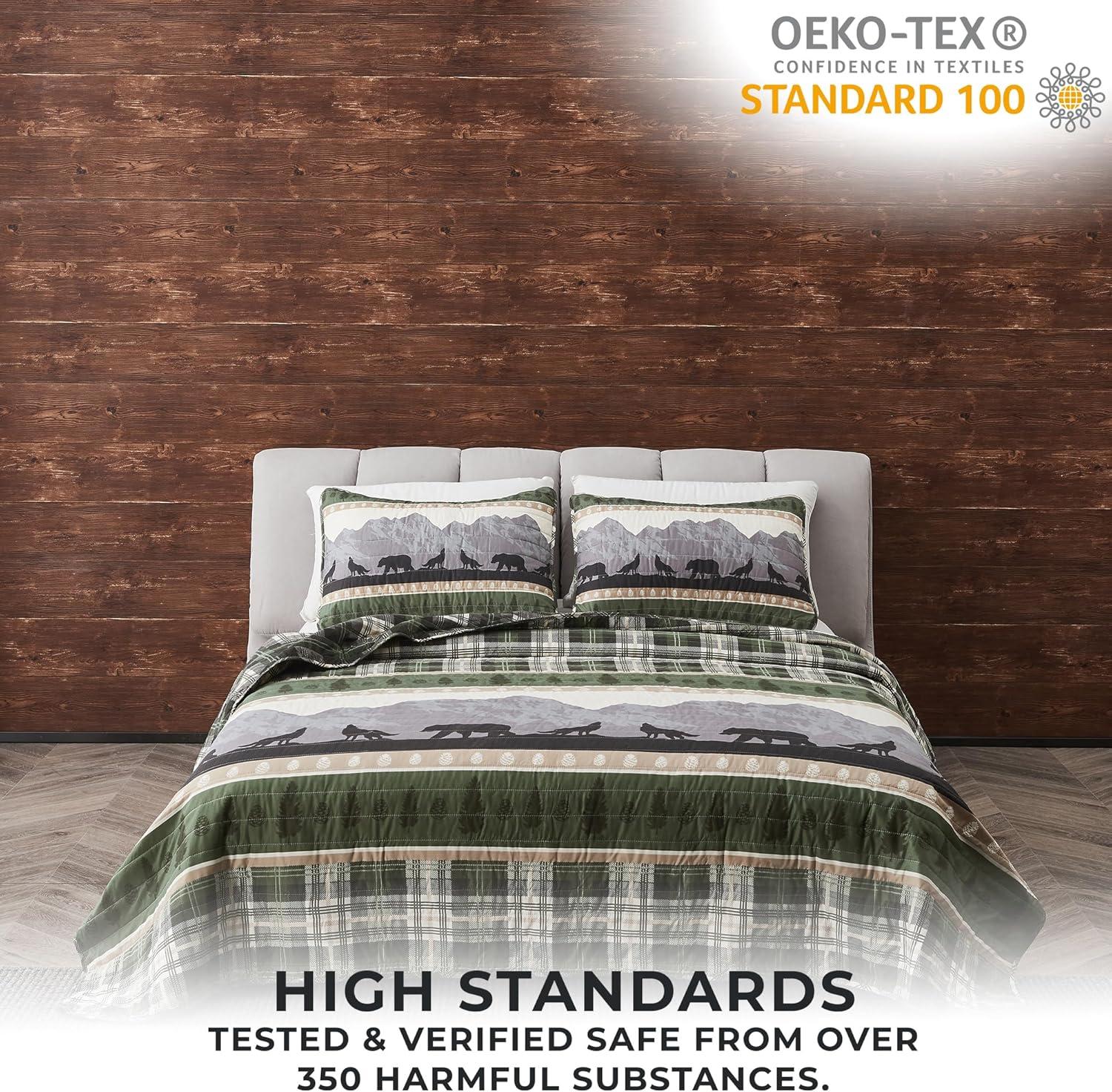 Great Bay Home Rustic Lodge Patchwork Reversible Reversible Quilt Set With Shams  (Full / Queen, Salt Creek)