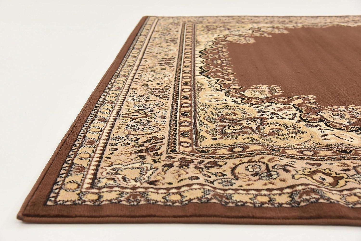 Handmade Brown Medallion 9' x 12' Easy-Care Synthetic Area Rug