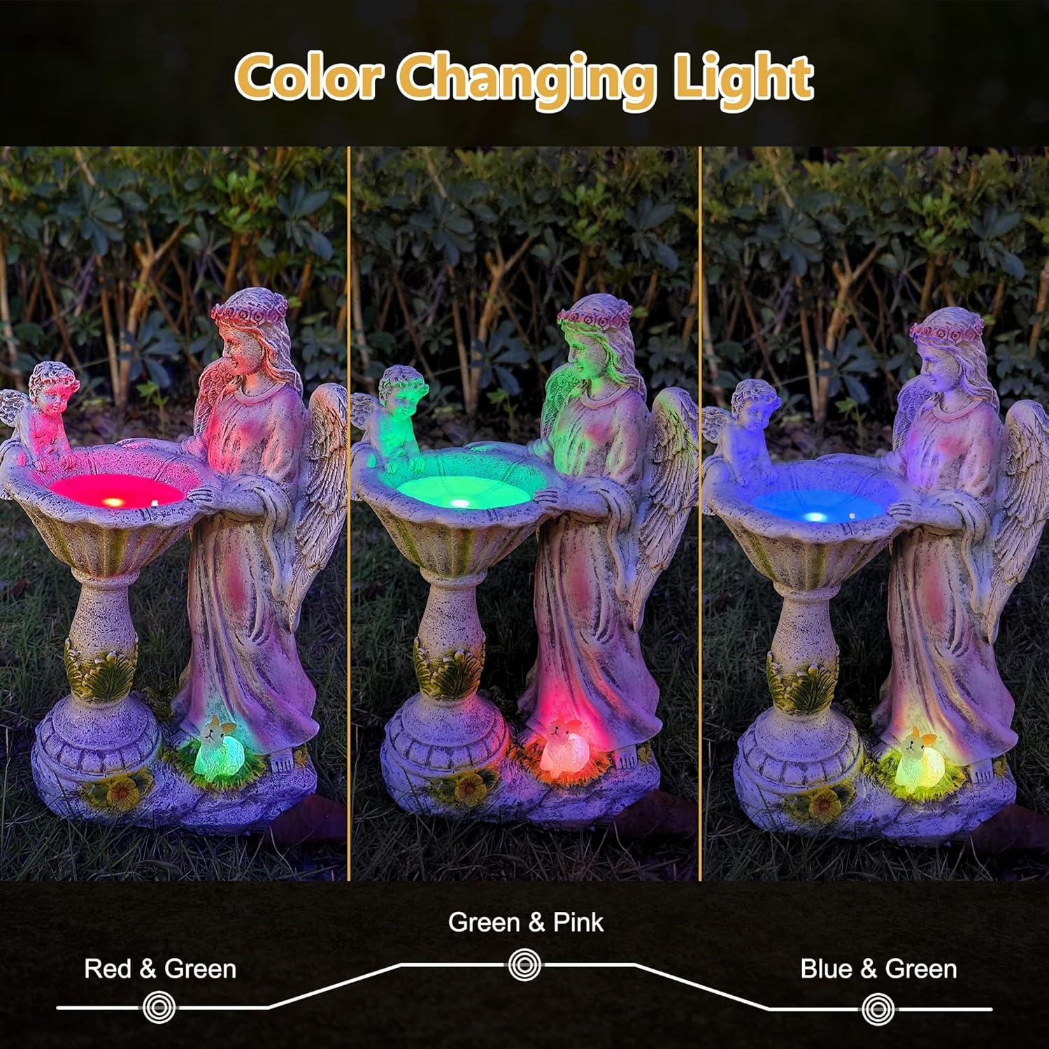 Resin Angel Garden Statue with Color Changing Solar Lights