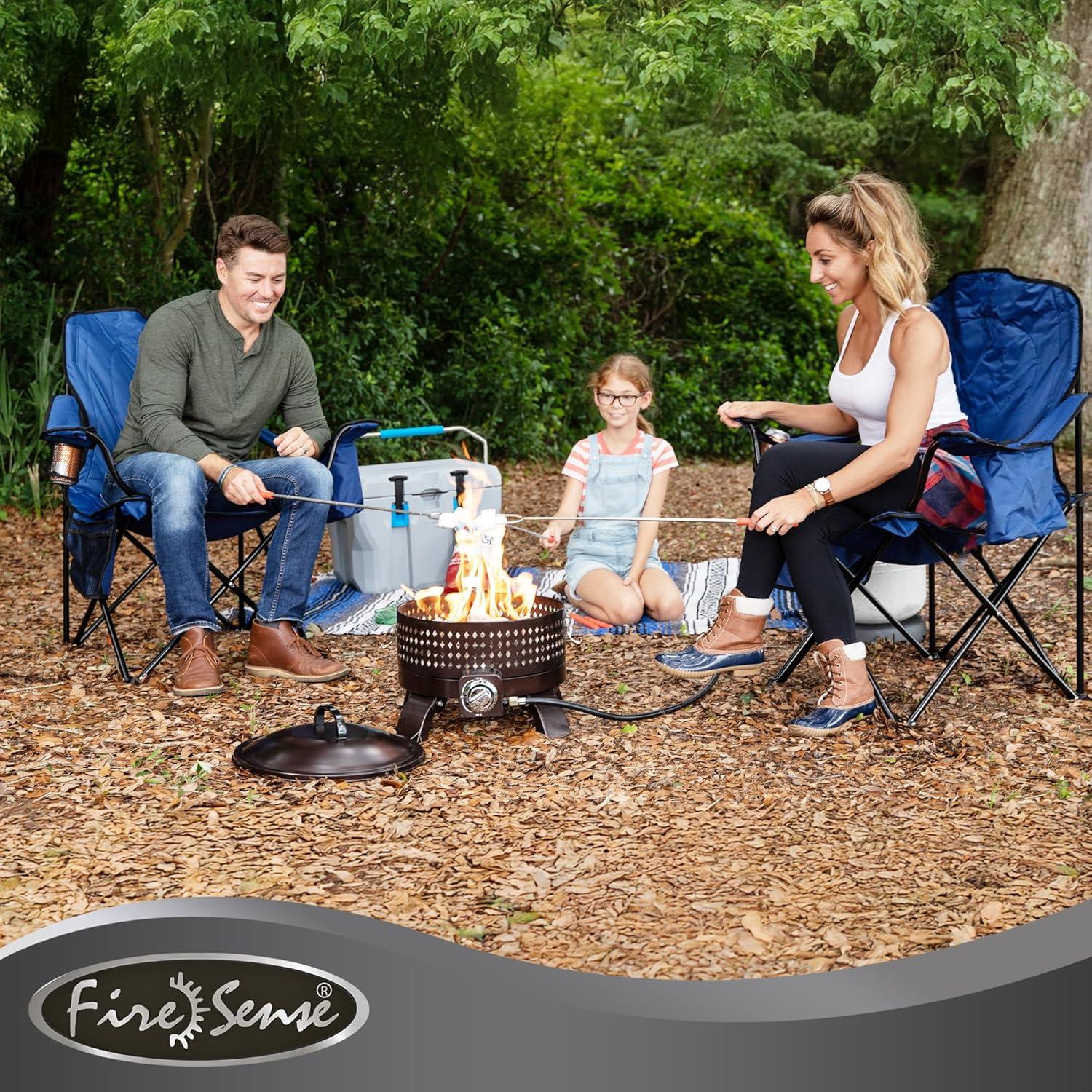 Fire Sense 62133 Sporty Campfire Portable Fire Pit LPG Gas 60,000 BTU Outdoor Firepit Includes Propane Stand Included - Dark Bronze - Round - 15"