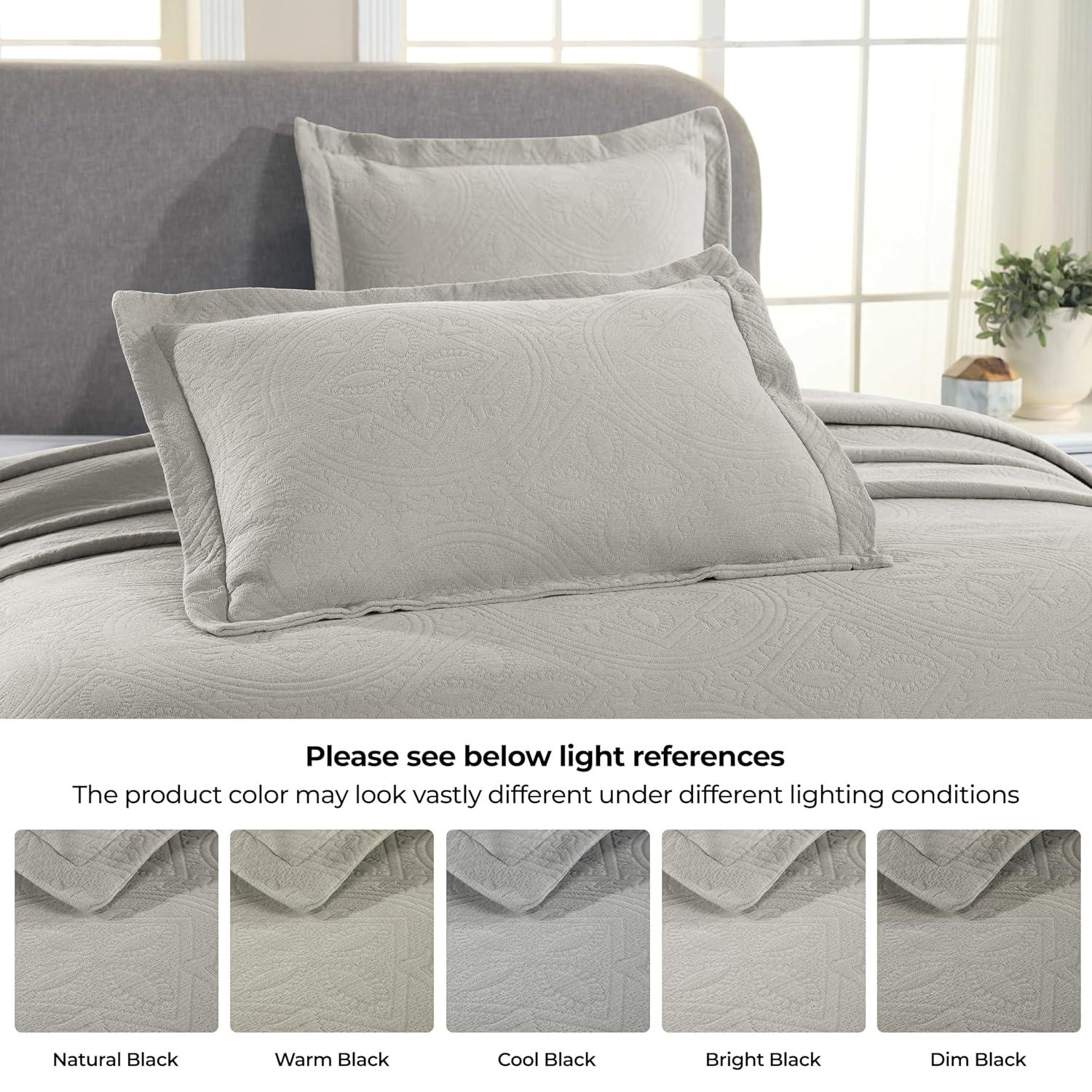 Celtic Circles King White Cotton Bedspread and Pillow Shams Set